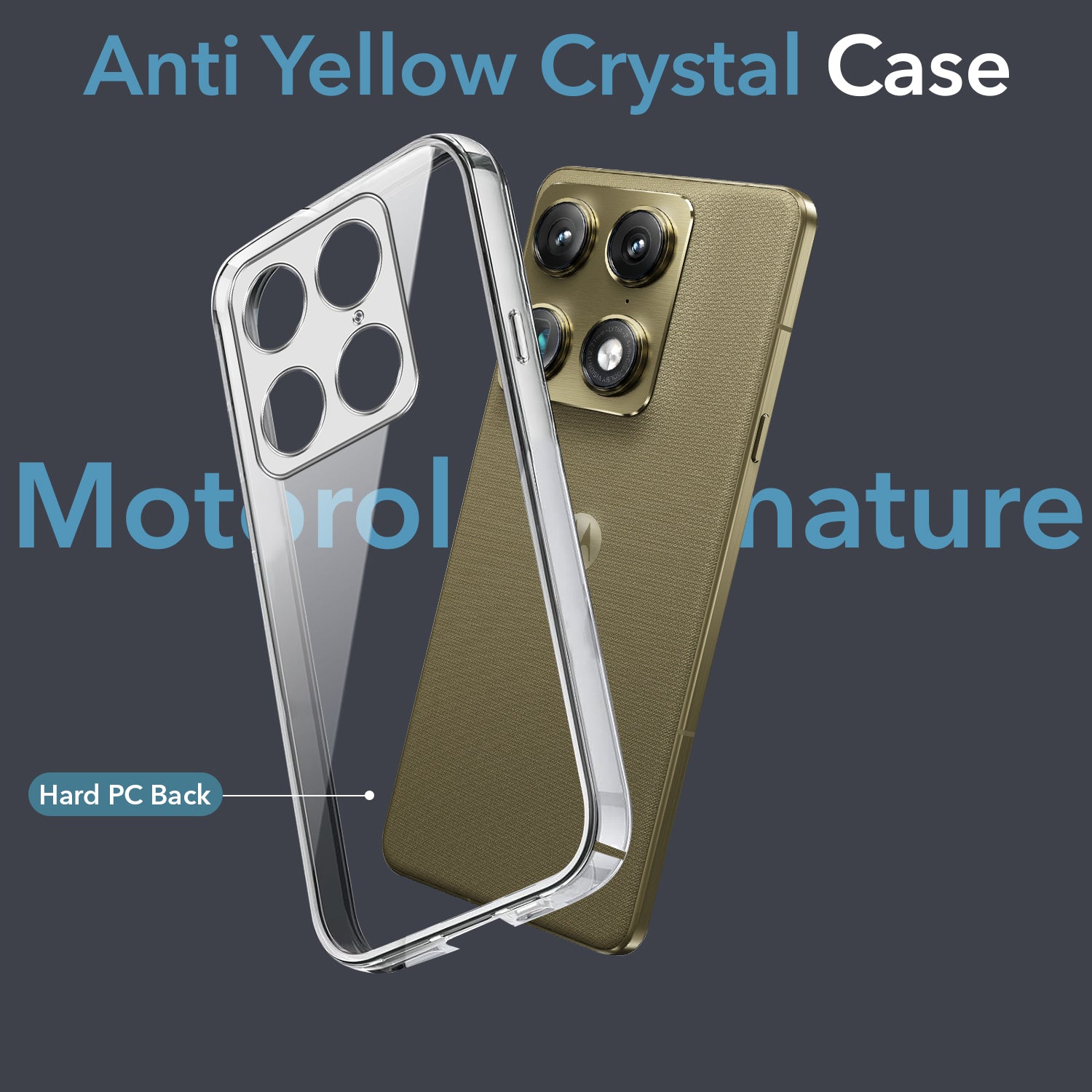 For Motorola Moto Signature 5G Back Cover Case Lifetime Anti-Yellow Clear (Sleek Hard Crystal | Shockproof and Camera Protection)