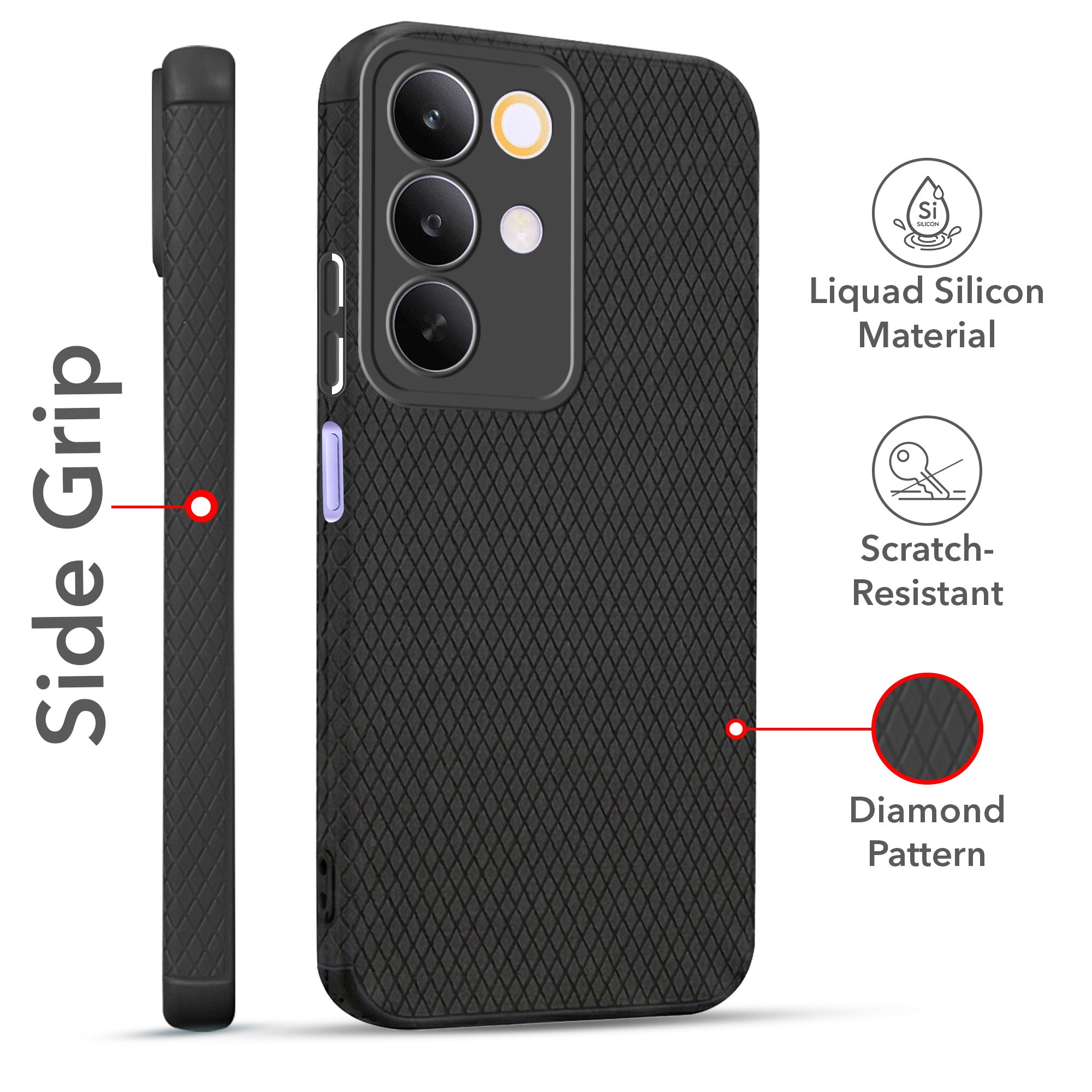For Realme C85 5G | Realme Narzo 90x Combo with Back Cover and 9H Tempered Glass (Liquid Silicone | Camera Protection | Oleophobic Coating Screen Glass)