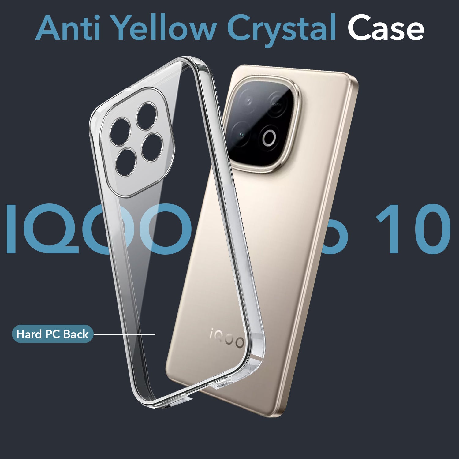 For Vivo iQOO Neo 10 Back Cover Case Lifetime Anti-Yellow Clear (Sleek Hard Crystal | Shockproof and Camera Protection