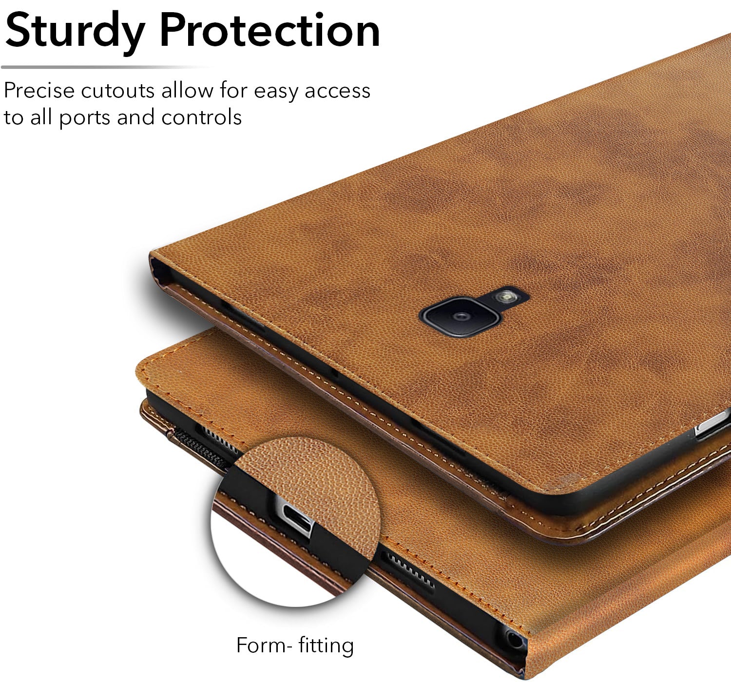 For Samsung Galaxy Tab A T380|T385 8 Inch Flip Cover Folio Cover (PU Matte Leather | Multi-Angle Smart Stand | Card Storage Slots | Silicone Back Pouch)
