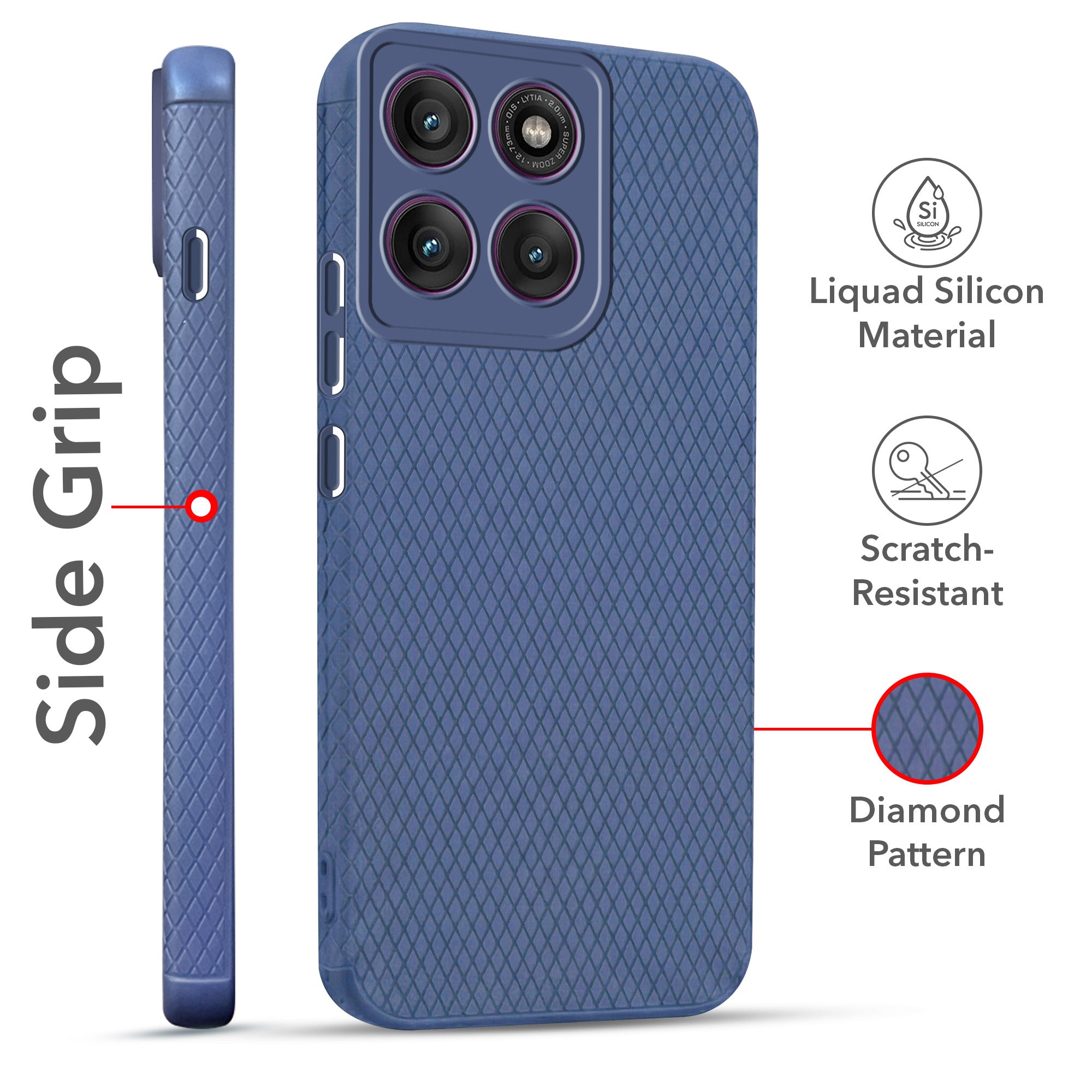 For Motorola Moto Edge 60 Pro Combo with Back Cover and 9H Tempered Glass (Liquid Silicone | Camera Protection | Oleophobic Coating Screen Glass)