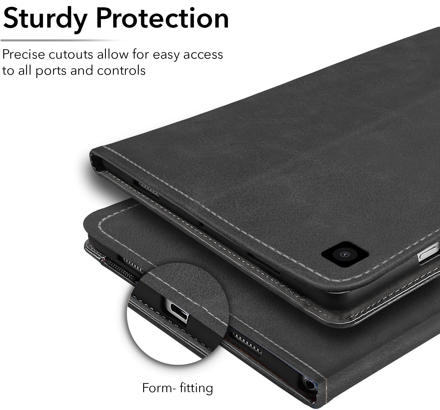 For Samsung Galaxy Tab A7 Lite 8.7 Inch SM-T225/T220/T225N/T227U Flip Cover Folio Case (PU Leather | Multi-Angle Smart Stand | Card Storage Slots | Silicone Back Pouch)