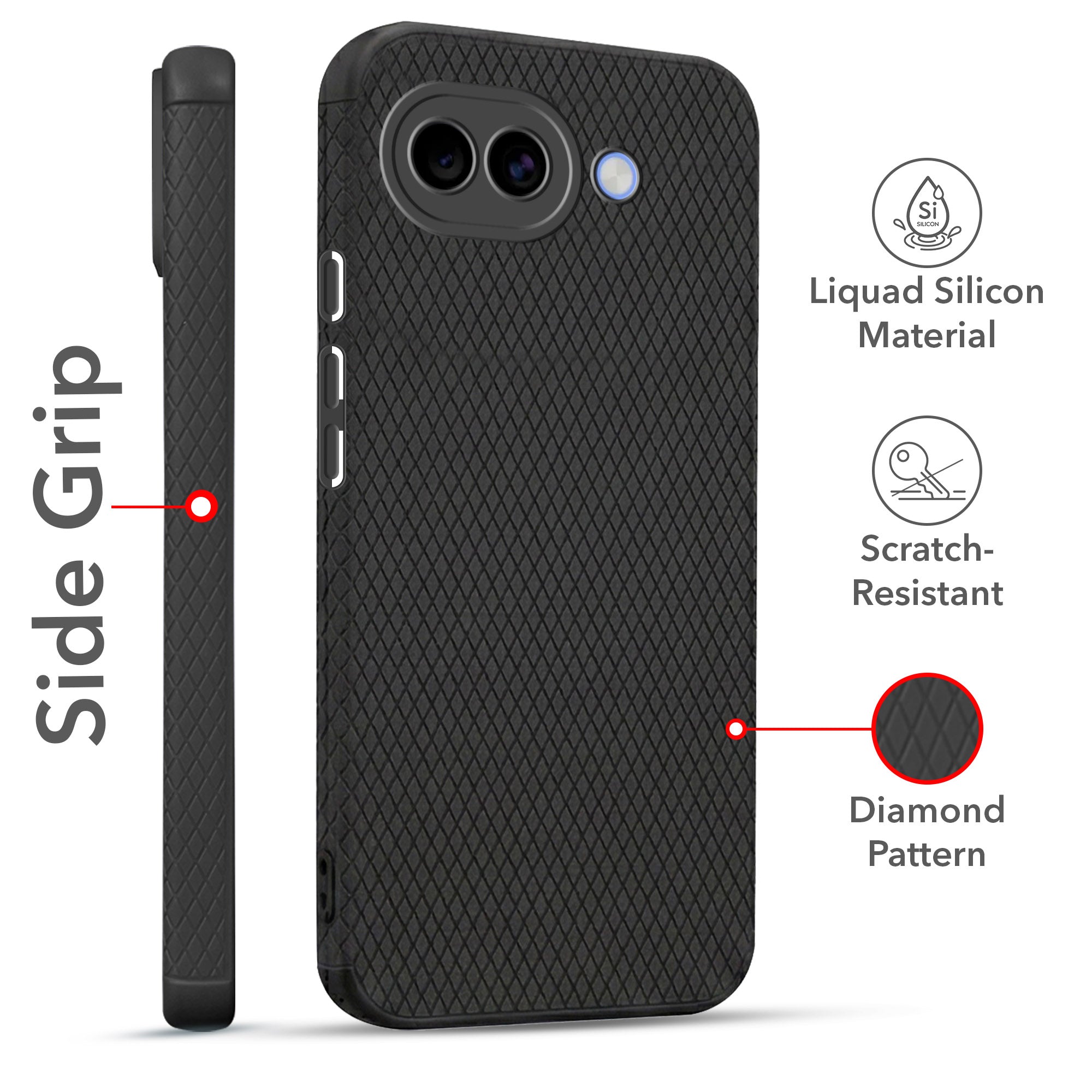 For Google Pixel 10a with Back Cover Combo and 9H Tempered Glass (Liquid Silicone | Camera Protection | Oleophobic Coating Screen Glass)