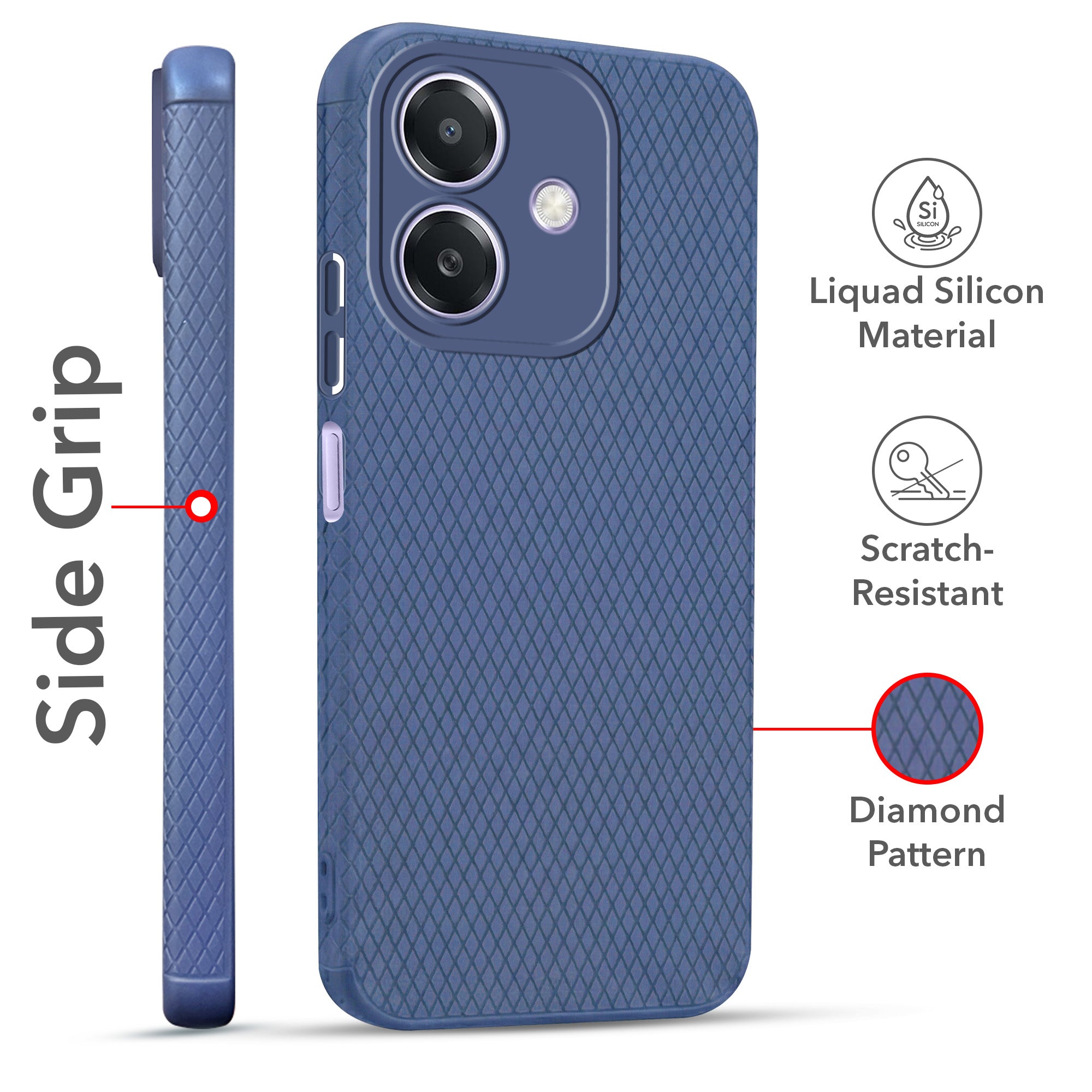 For Oppo A3X (4G/5G) | Oppo A3 5G Combo with Back Cover and 9H Tempered Glass (Liquid Silicone | Camera Protection | Oleophobic Coating Screen Glass)