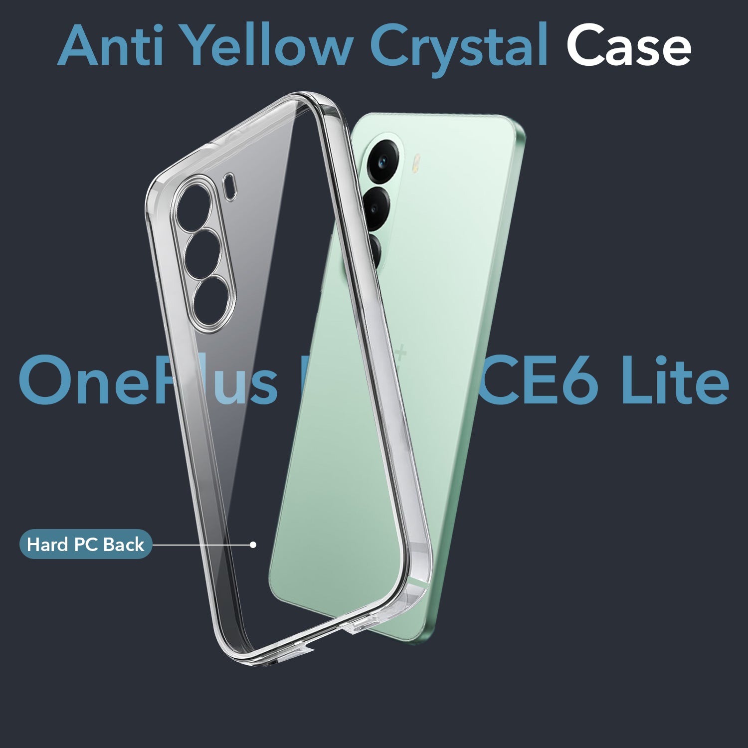 For OnePlus Nord CE 6 Lite Back Cover Lifetime Anti-Yellow Clear (Sleek Hard Crystal | Shockproof and Camera Protection)
