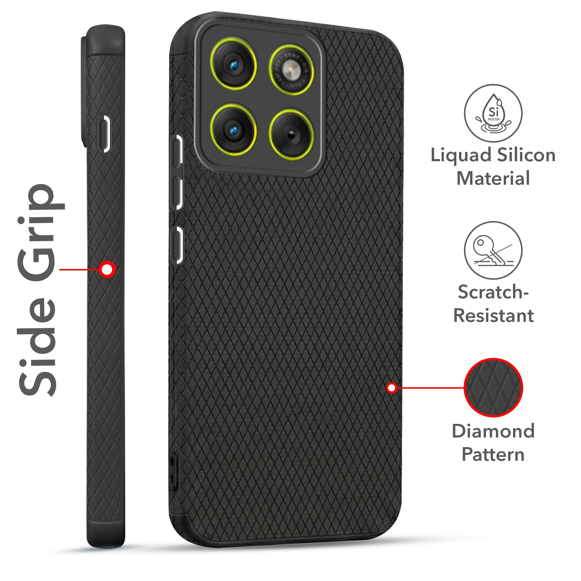For Motorola Moto Edge 70 Combo with Back Cover and 9H Tempered Glass (Liquid Silicone | Camera Protection | Oleophobic Coating Screen Glass)