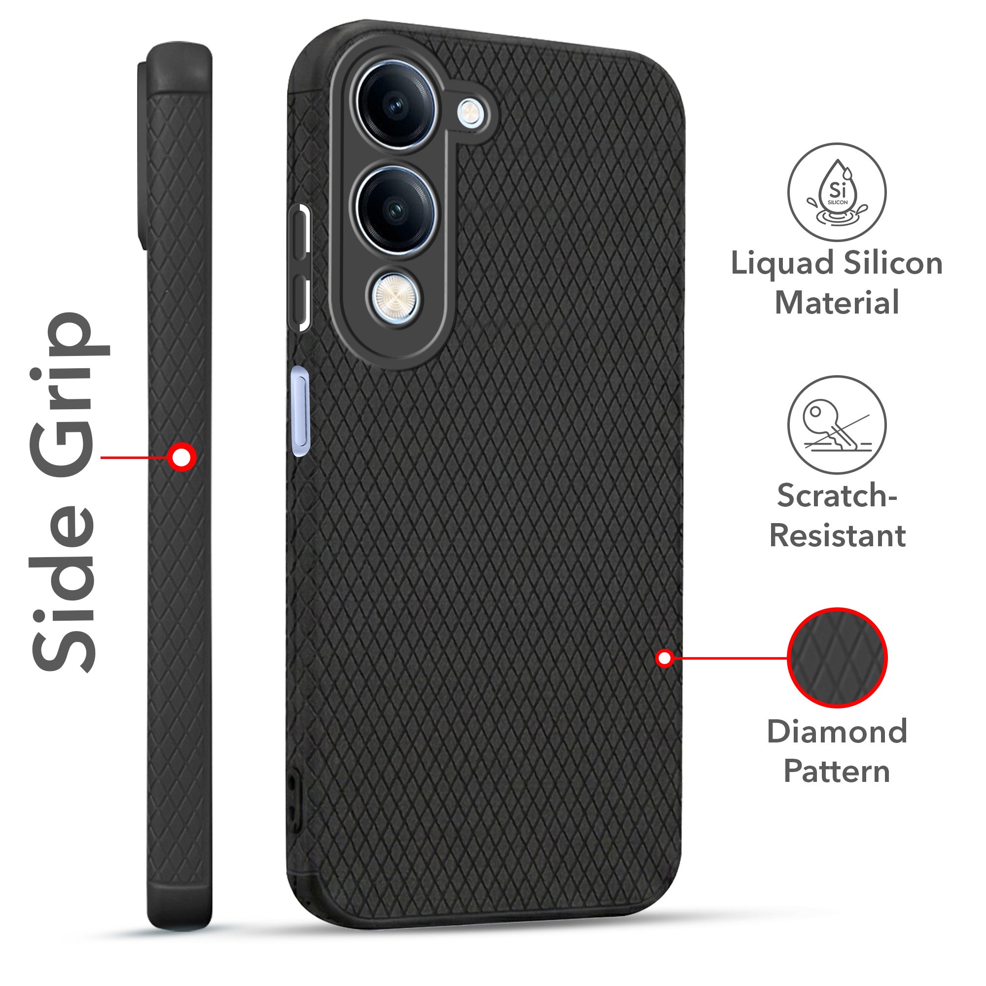 For Vivo iQOO Z10 Lite Combo with Back Cover and 9H Tempered Glass (Liquid Silicone | Camera Protection | Oleophobic Coating Screen Glass)