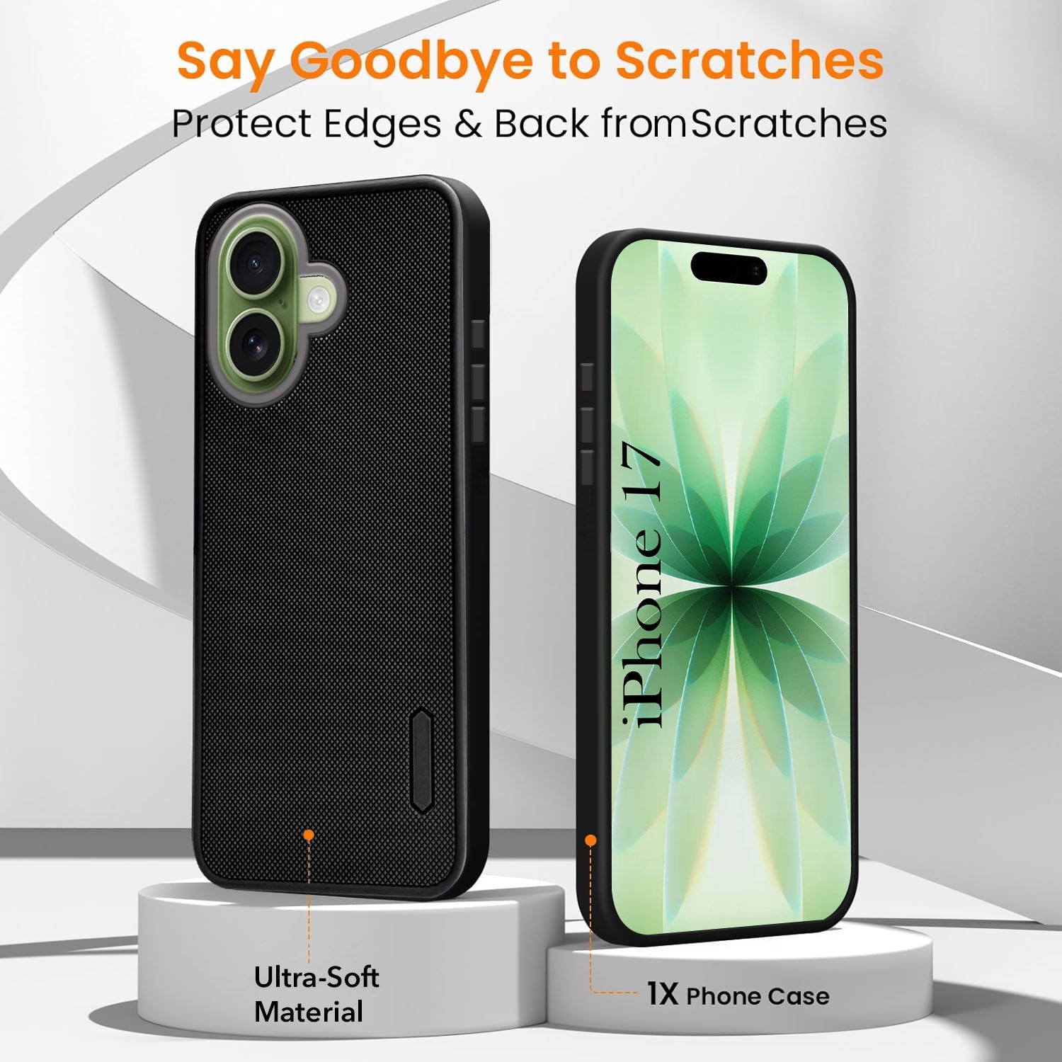 For Apple iPhone 17 Combo with Back Cover and 9H Tempered Glass (Textured Grip Design | Micro-Fiber Cloth Inside | Oleophobic Coating Screen Glass)