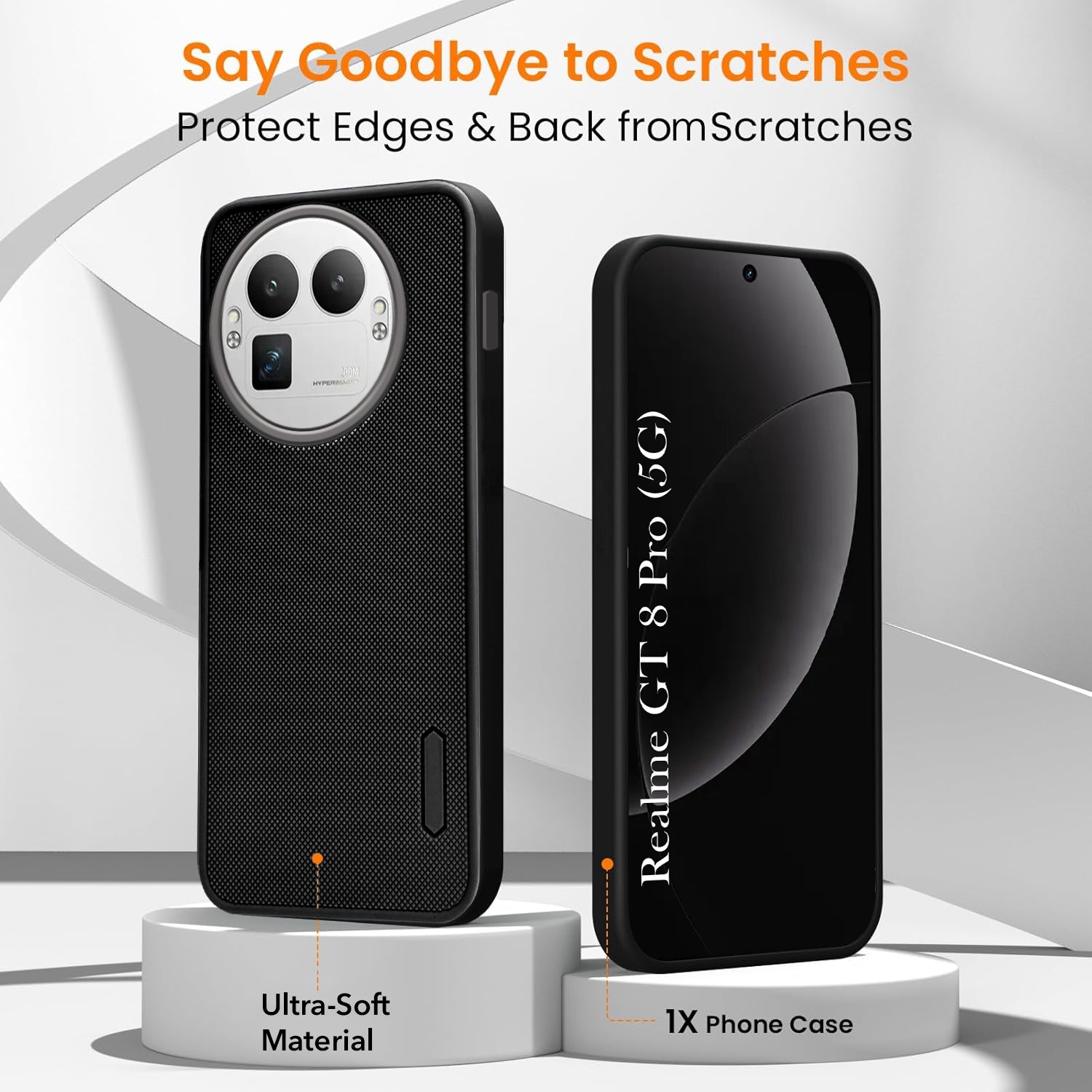 For Realme GT 8 Pro Combo with Back Cover and 9H Tempered Glass (Textured Grip Design | Micro-Fiber Cloth Inside | Oleophobic Coating Screen Glass)