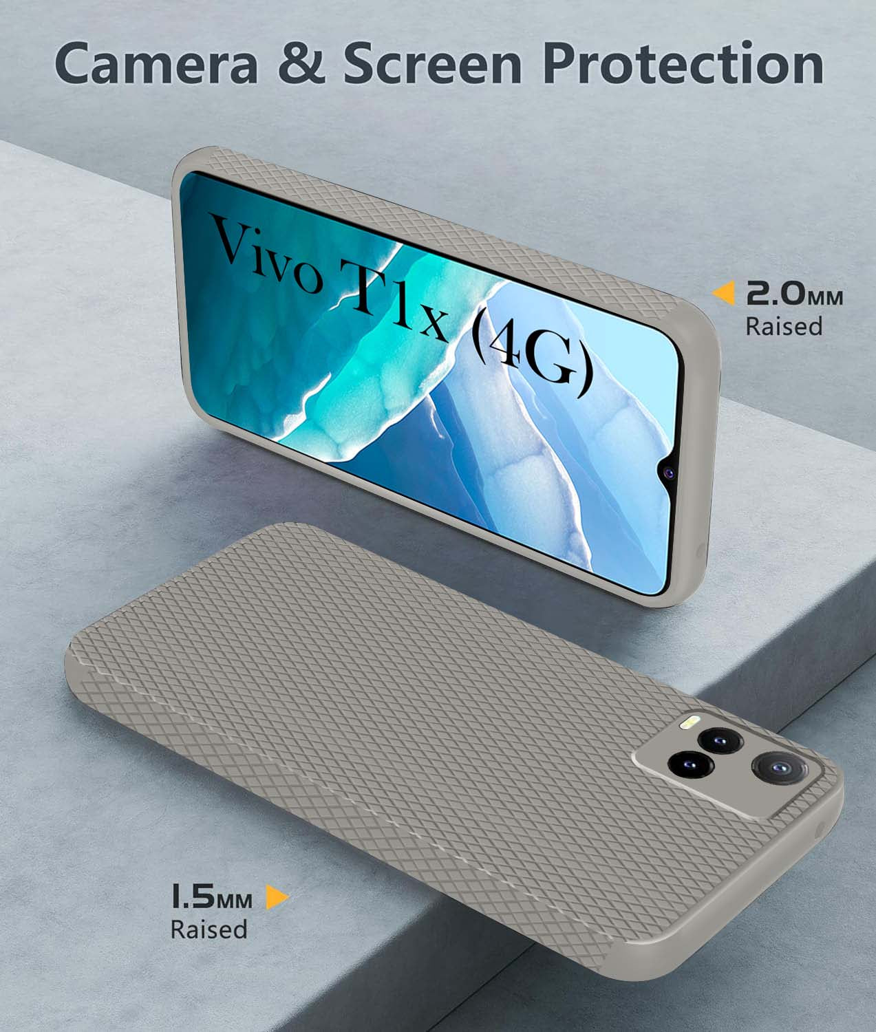For Vivo T1x 4G  Back Cover Case (Liquid Silicone | Side Grip | Camera Protection)