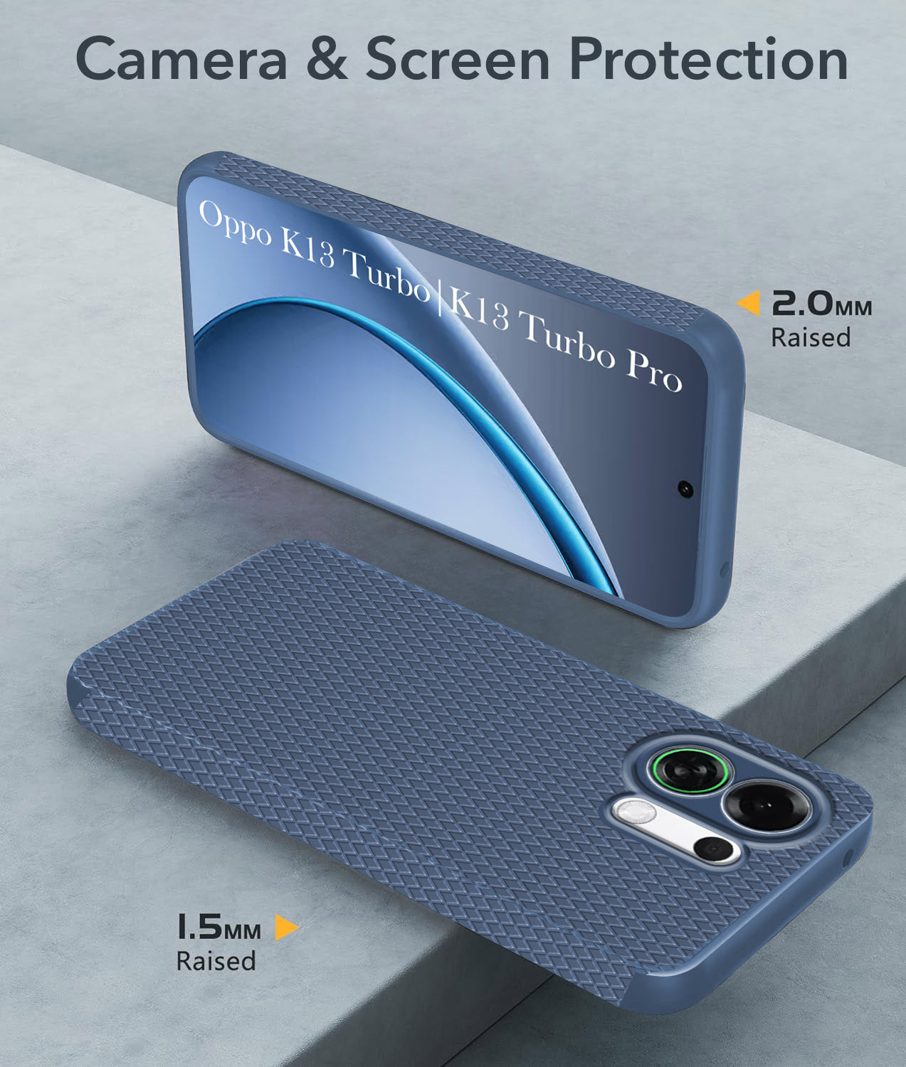 For Oppo K13 Turbo | Oppo K13 Turbo Pro Back Cover Case (Camera Protection | Side Grip Texture | Soft and Flexible)