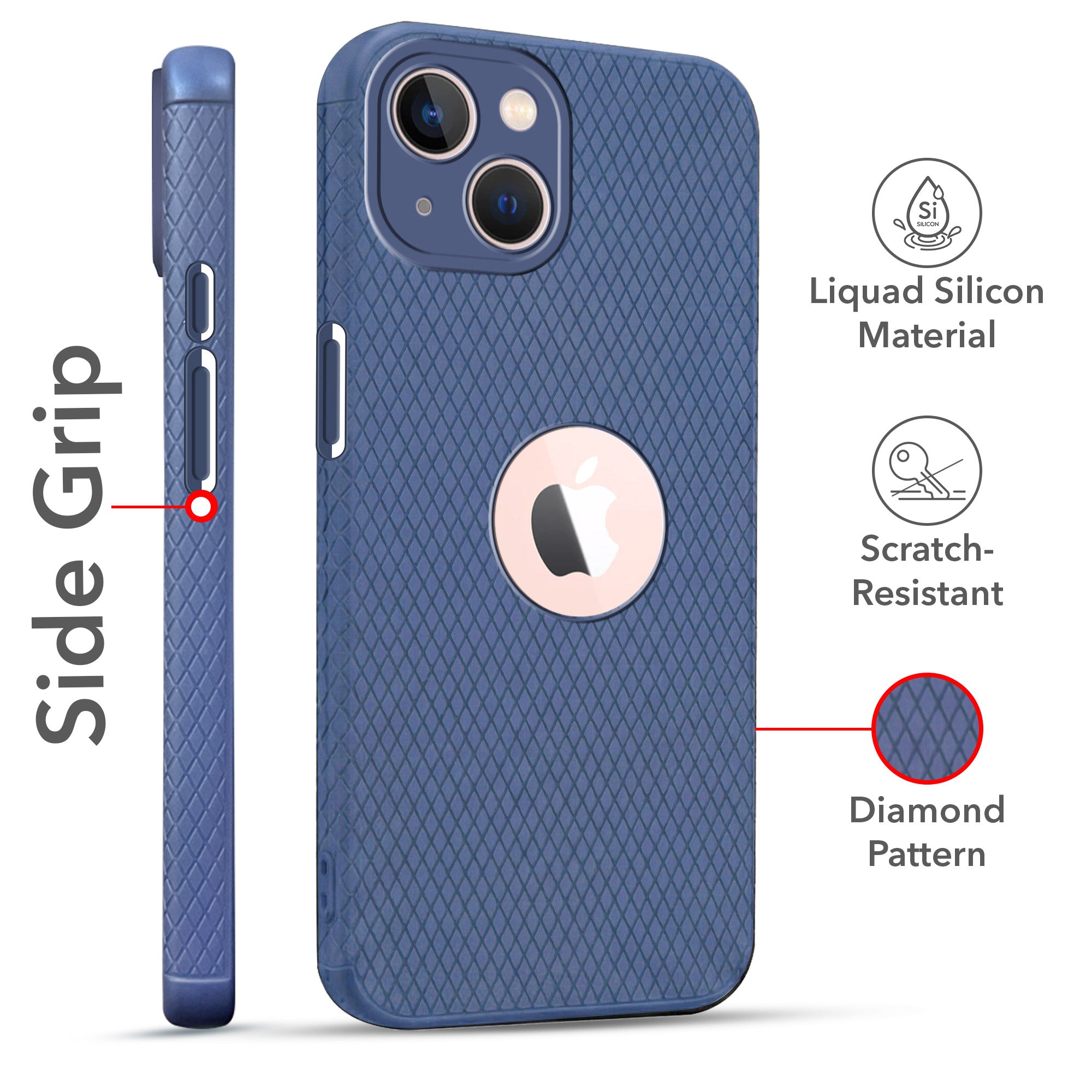 For Apple iPhone 13 Combo with Back Cover and 9H Tempered Glass (Liquid Silicone | Camera Protection | Oleophobic Coating Screen Glass)