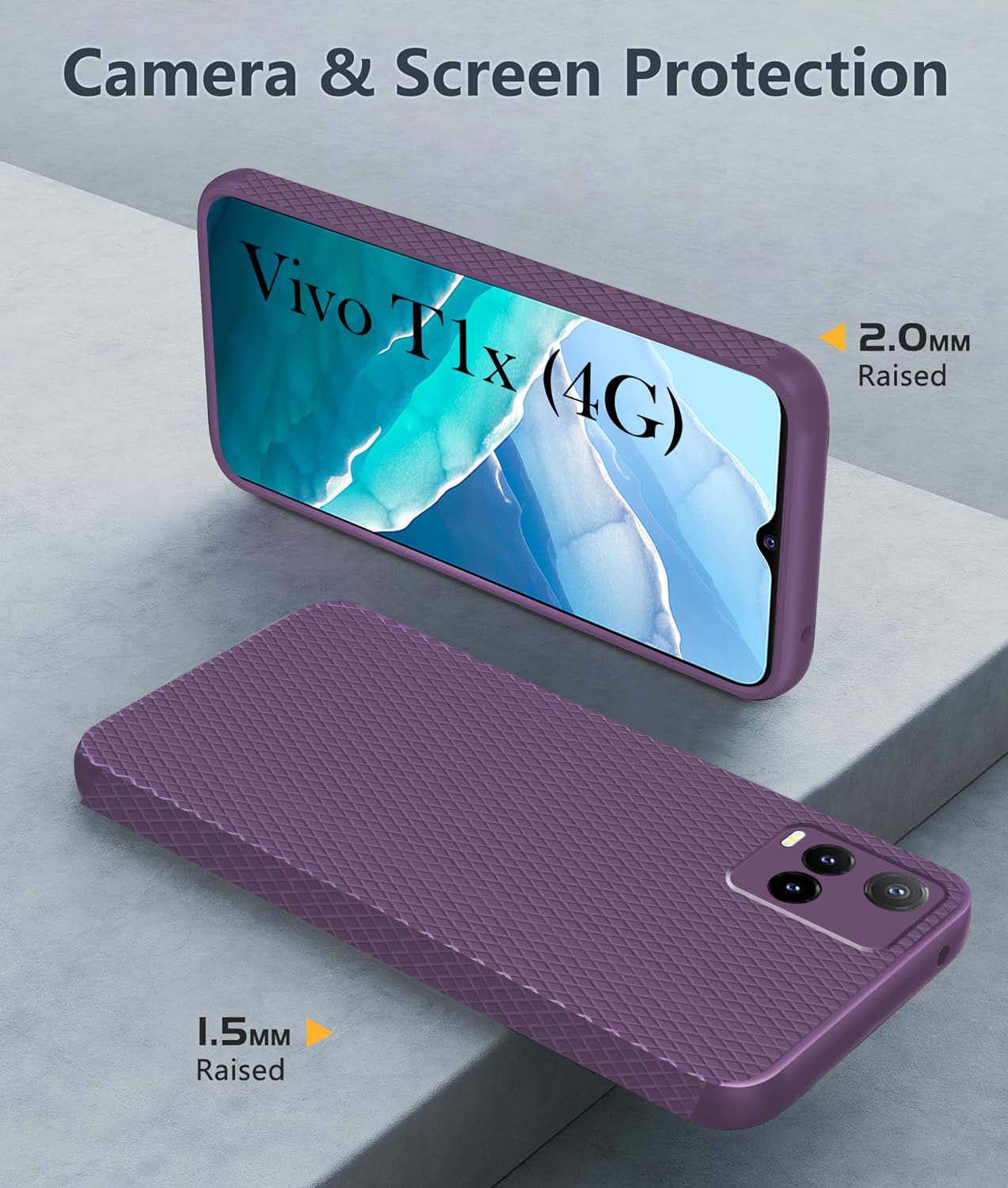 For Vivo T1x 4G  Back Cover Case (Liquid Silicone | Side Grip | Camera Protection)