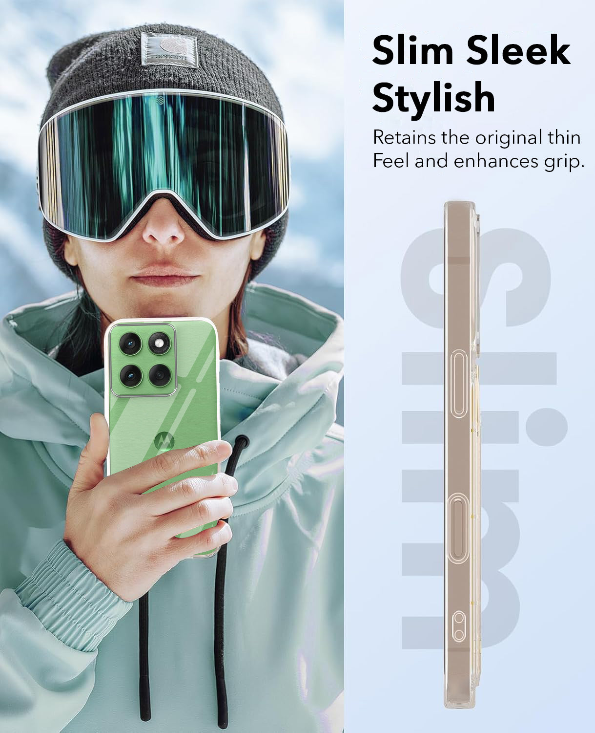 For Motorola Moto Edge 60 Combo with Back Cover and 9H Tempered Glass (Lifetime Anti-Yellow | Sleek Hard Crystal | Oleophobic Coating Screen Glass)