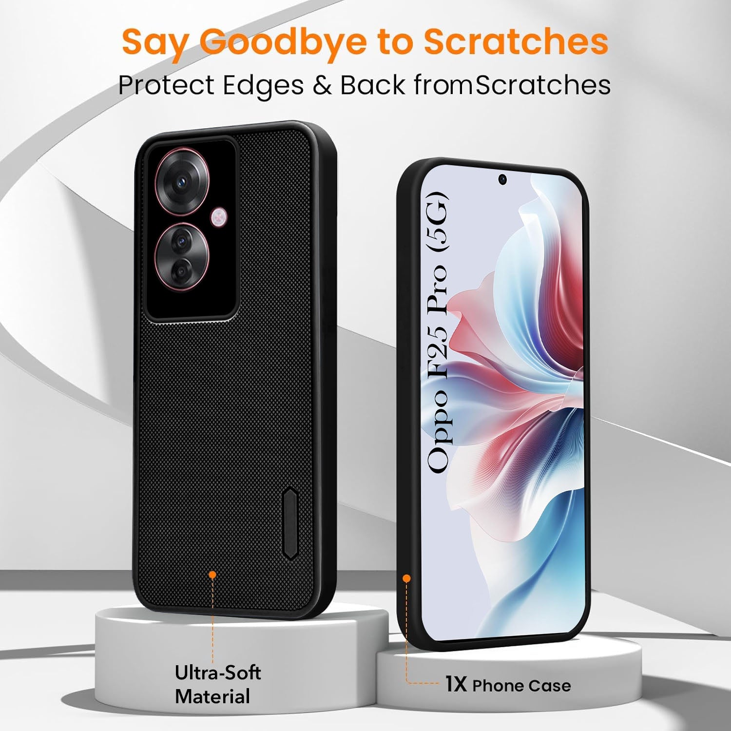 For Oppo F25 Pro 5G Combo with Back Cover and 9H Tempered Glass (Textured Grip Design | Micro-Fiber Cloth Inside | Oleophobic Coating Screen Glass)