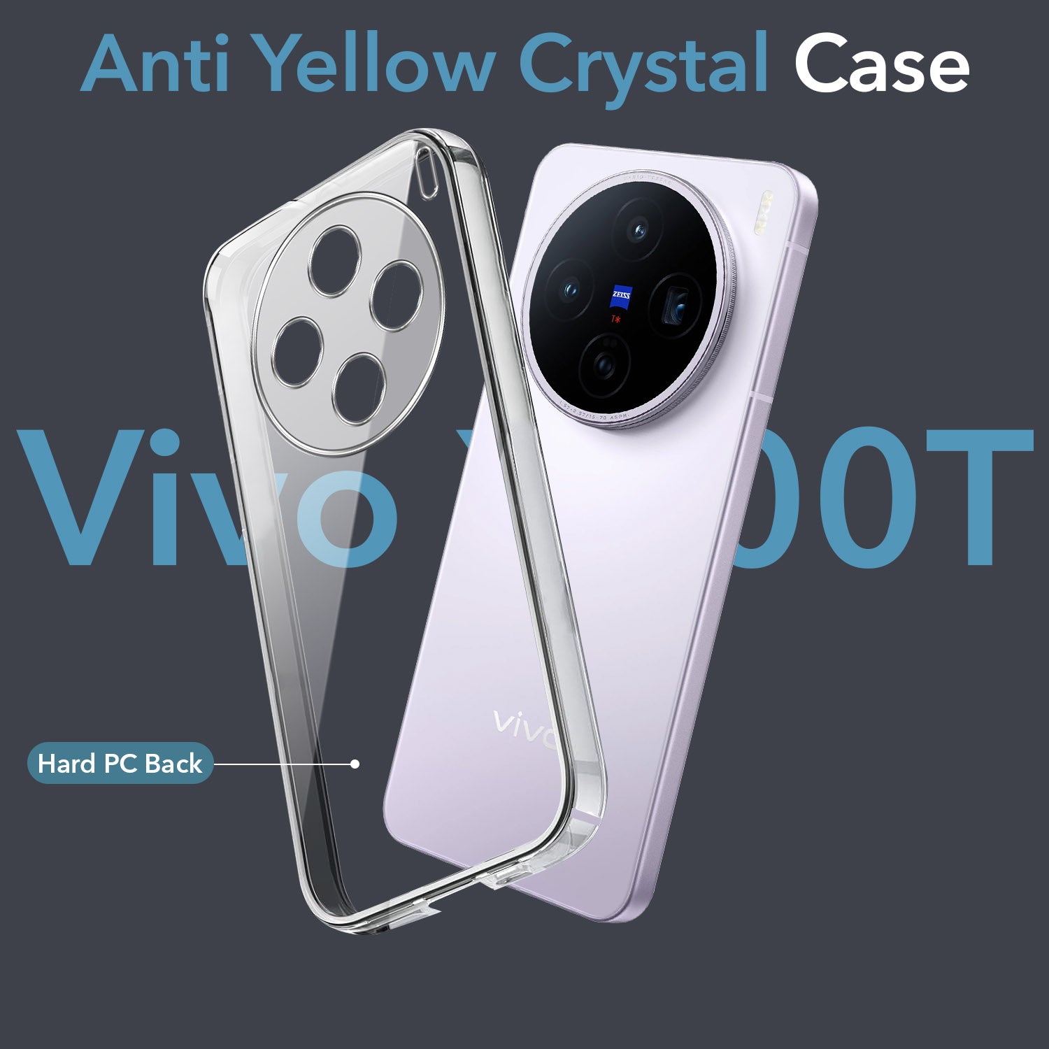 For Vivo X200T Back Cover Case Lifetime Anti-Yellow Clear (Sleek Hard Crystal | Shockproof and Camera Protection)