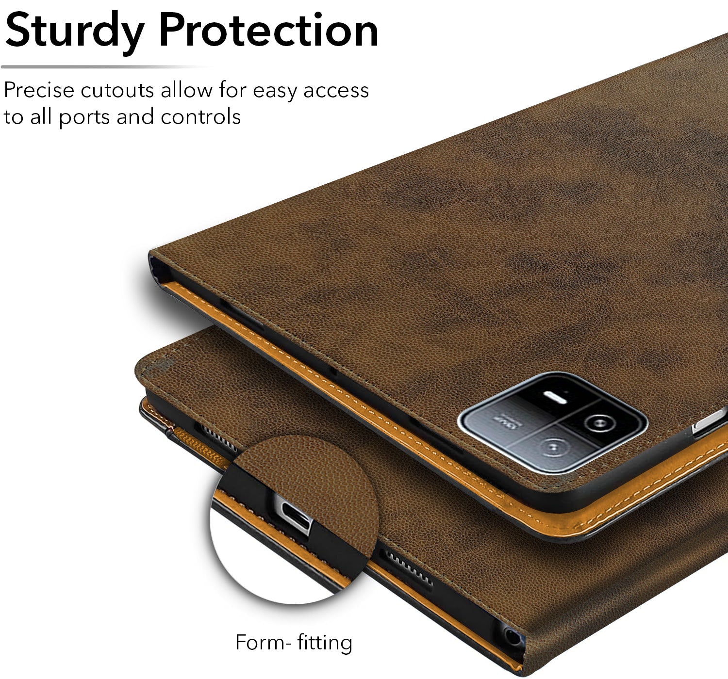 For Xiaomi Pad 6 11 Inch 23043RP34C/23043RP34G/23043RP34I Flip Cover Folio Cover(PU Leather | Multi-Angle Smart Stand | Card Storage Slots | Silicone Back Pouch)