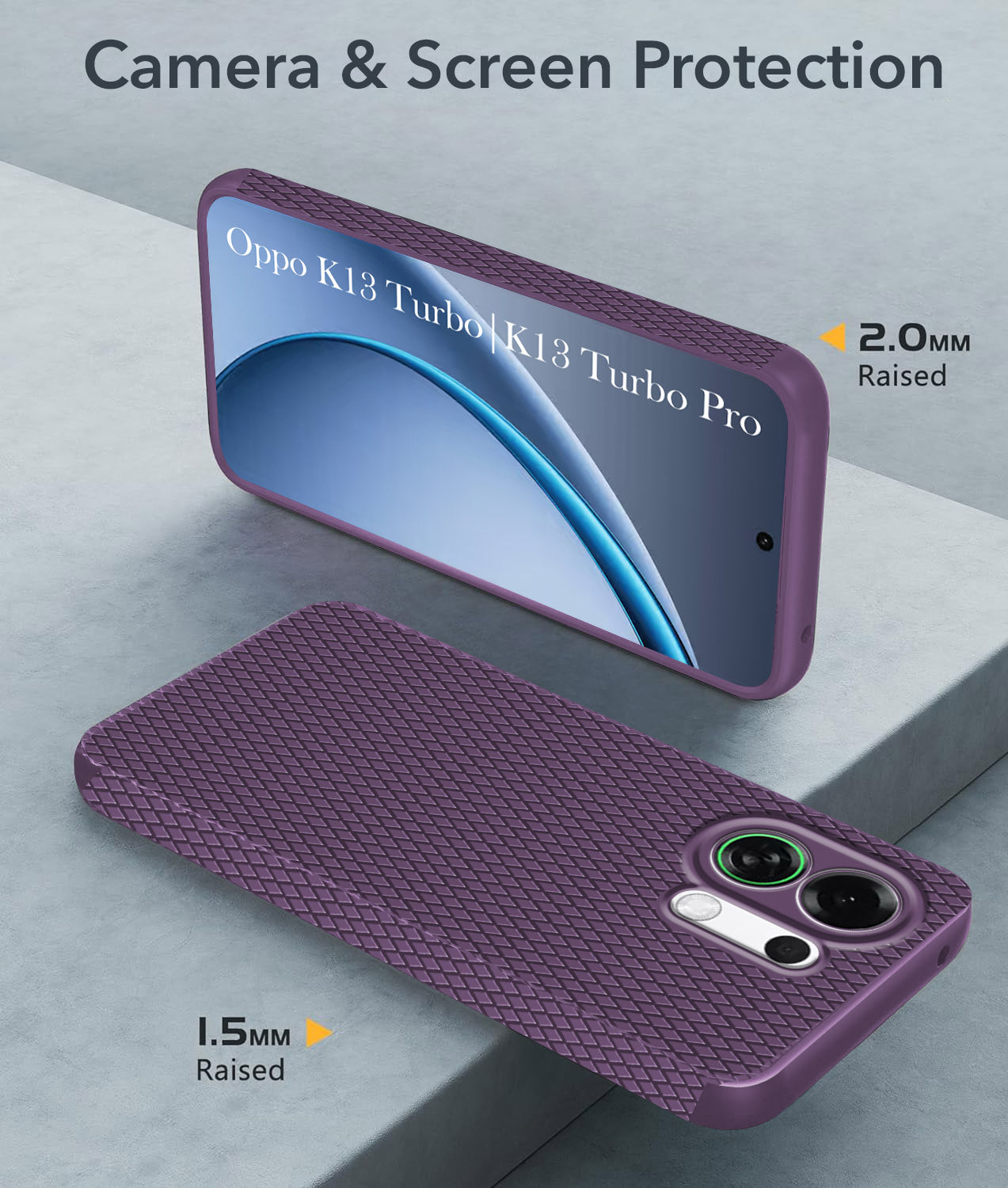For Oppo K13 Turbo | Oppo K13 Turbo Pro Back Cover Case (Camera Protection | Side Grip Texture | Soft and Flexible)