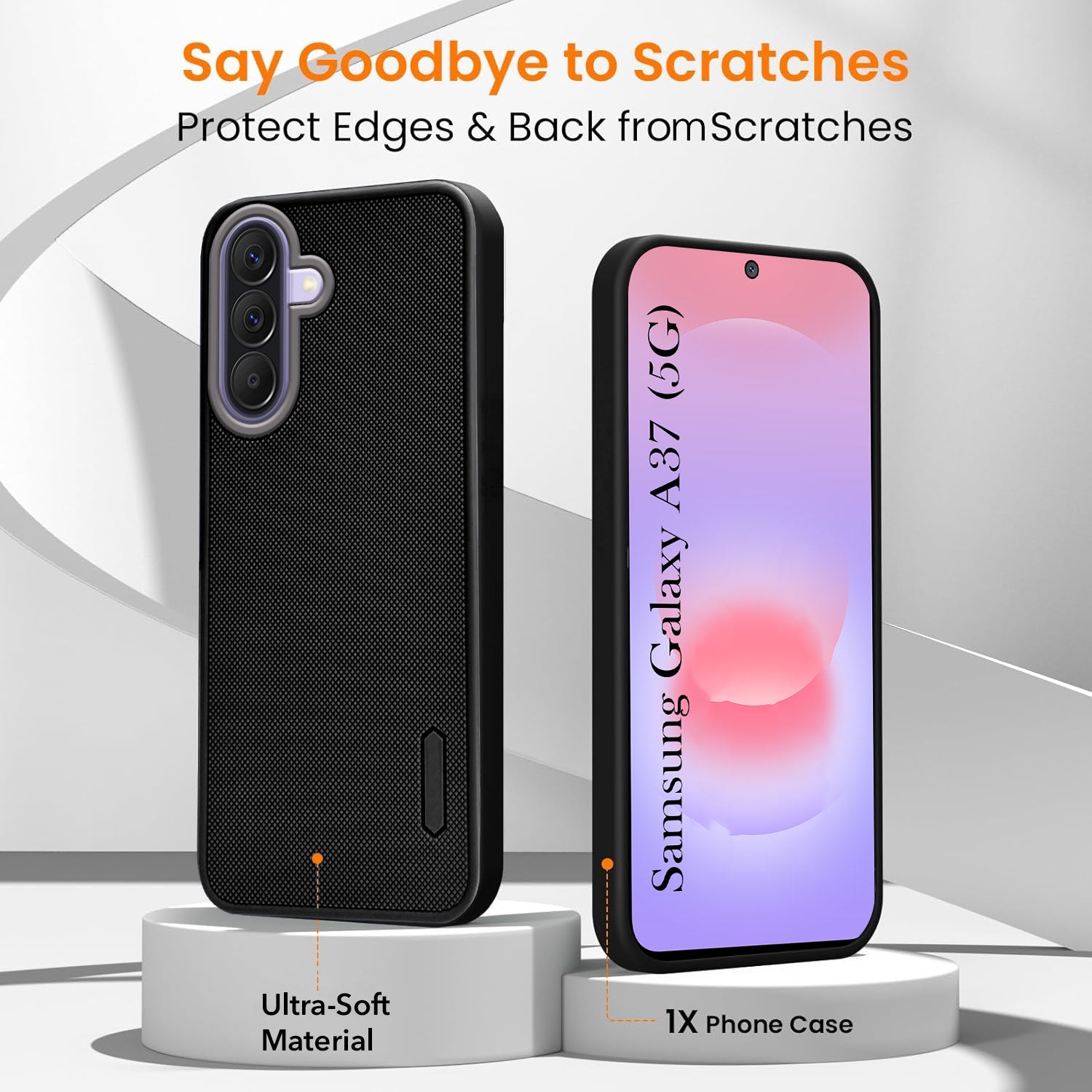 For Samsung Galaxy A37 5G Combo (Textured Grip Design | Micro-Fiber Cloth Inside | Oleophobic Coating Screen Glass)