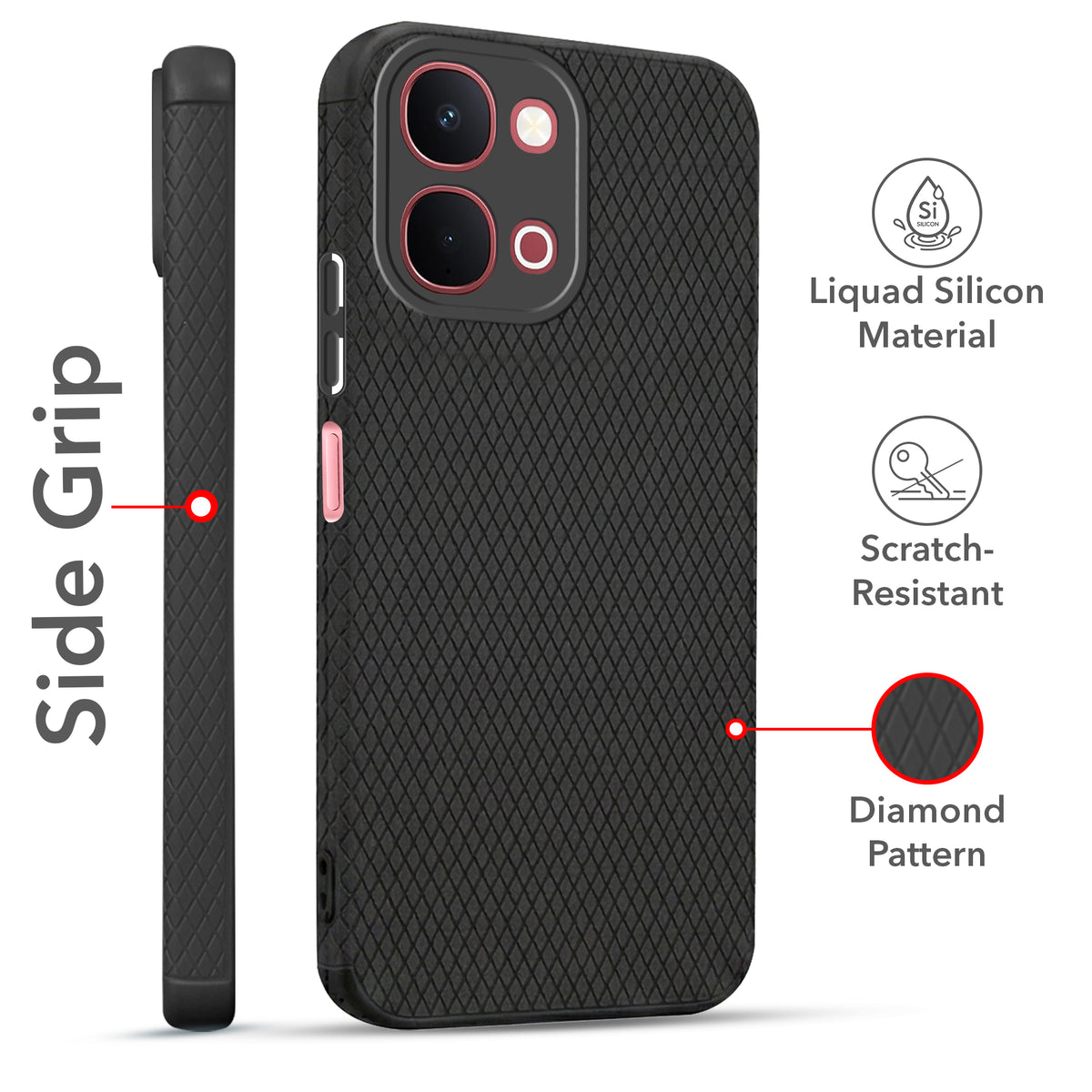 For Vivo Y31T 5G Combo with Back Cover and 9H Tempered Glass (Liquid Silicone | Camera Protection | Oleophobic Coating Screen Glass)