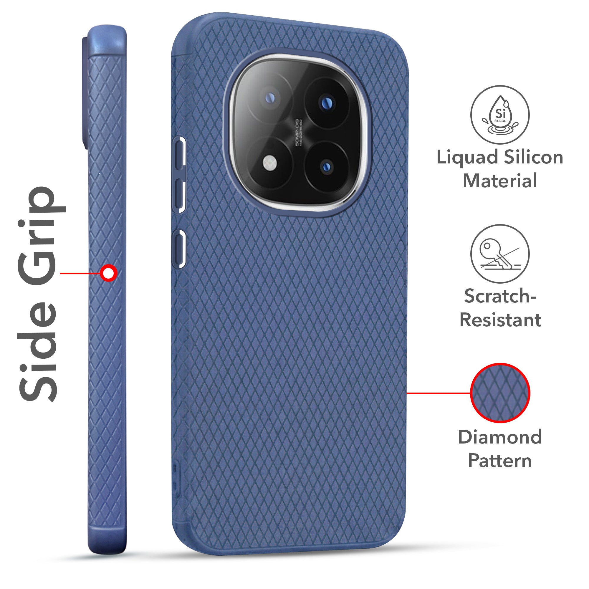 For Redmi Note 14 Pro Plus Combo with Back Cover and 9H Tempered Glass (Liquid Silicone | Camera Protection | Oleophobic Coating Screen Glass)
