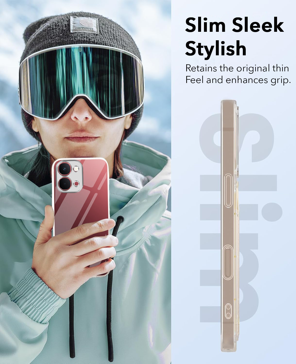 For Vivo Y31T 5G Combo with Back Cover and 9H Tempered Glass (Lifetime Anti-Yellow | Sleek Hard Crystal | Oleophobic Coating Screen Glass)