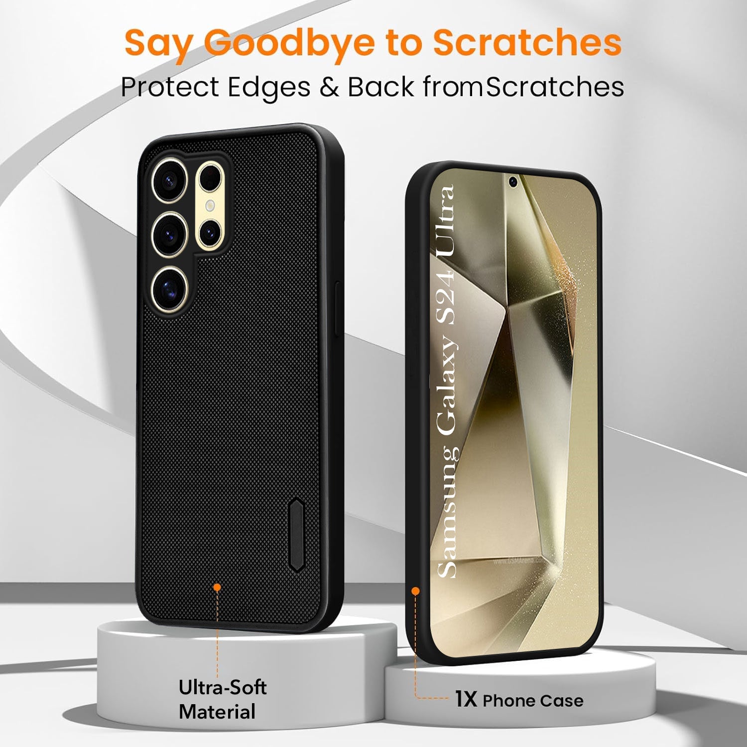For Samsung Galaxy S24 Ultra Combo (Textured Grip Design | Micro-Fiber Cloth Inside | Oleophobic Coating Screen Glass)