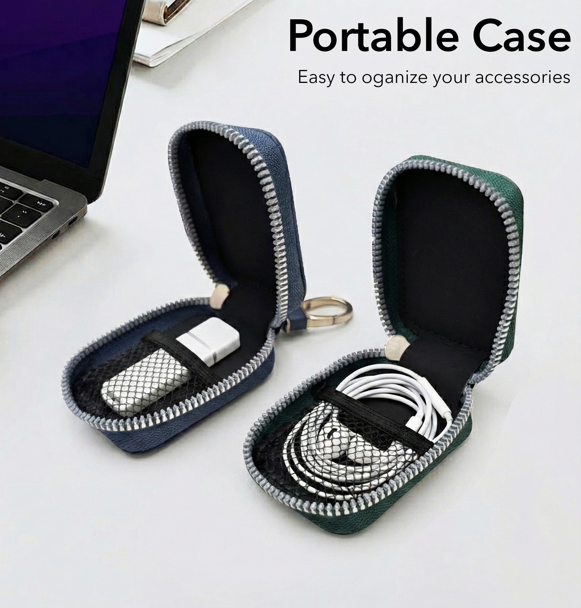 TWS Earphones Universal Leather Zip Pouch