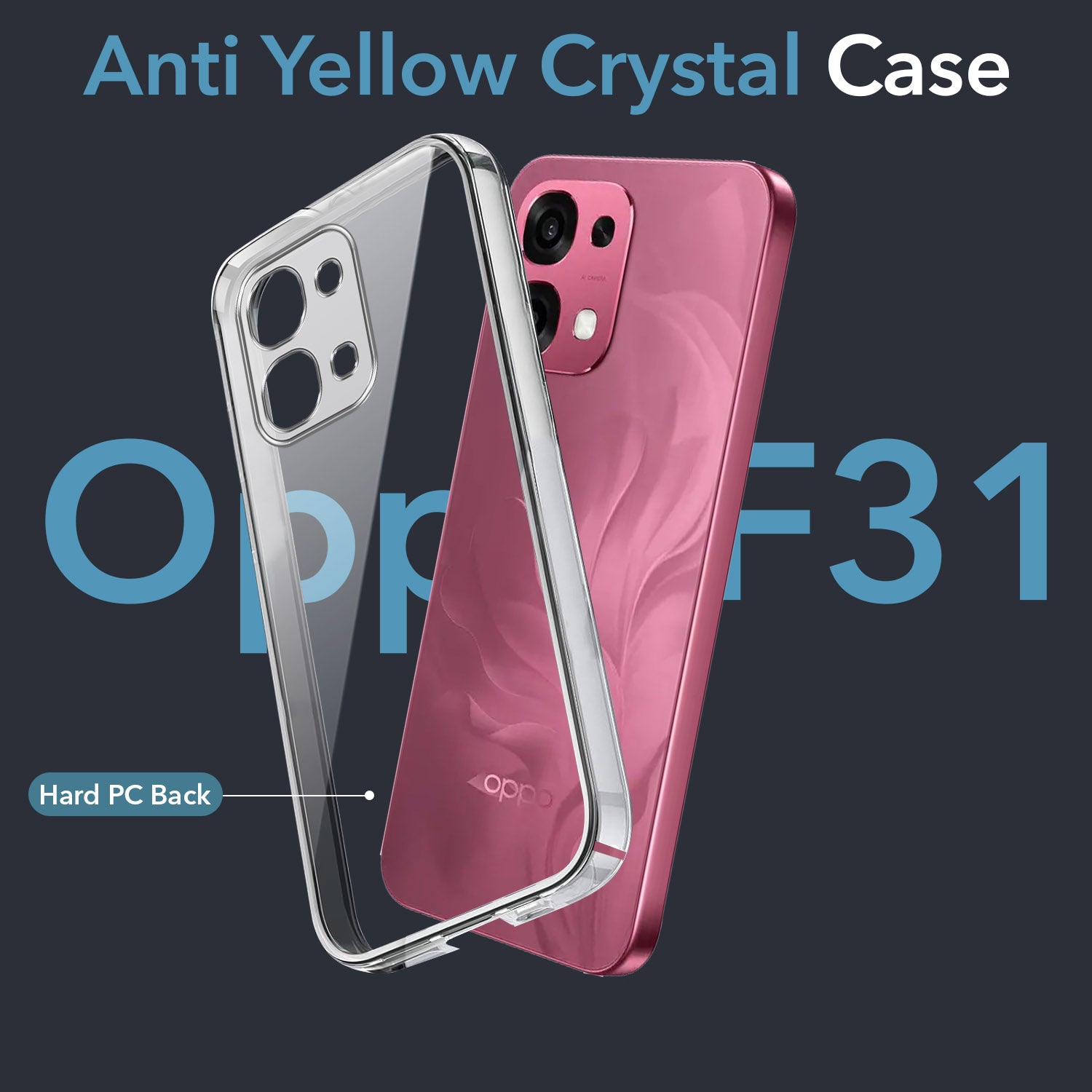 For Oppo F31 5G | Oppo F33 5G Back Cover Case Lifetime Anti-Yellow Clear (Sleek Hard Crystal | Shockproof and Camera Protection)