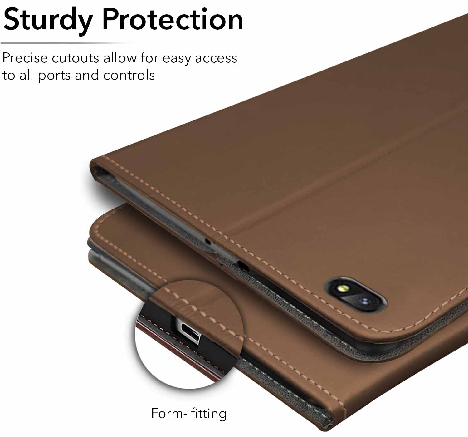 For Lava Aura T81N 8 Inch Flip Cover Folio Case (PU Matte Leather | Multi-Angle Smart Stand | Card Storage Slots | Silicone Back Pouch)
