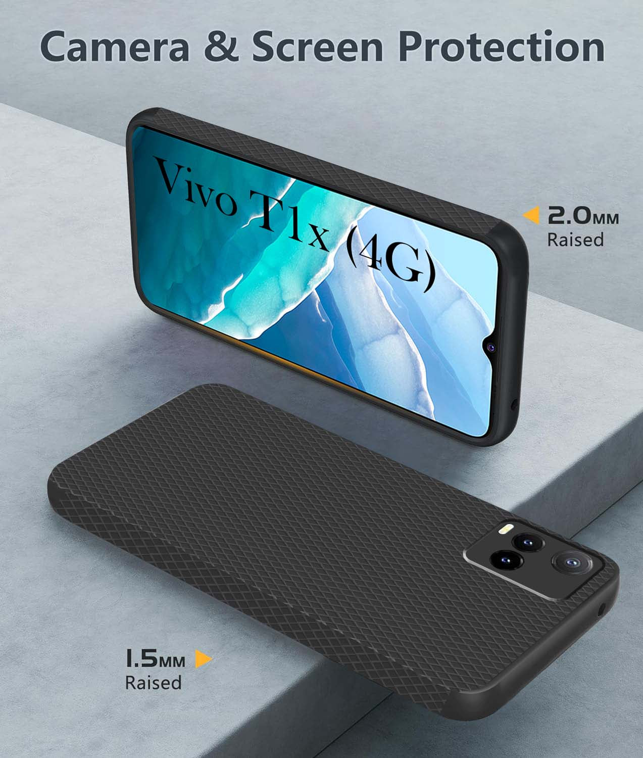For Vivo T1x 4G  Back Cover Case (Liquid Silicone | Side Grip | Camera Protection)