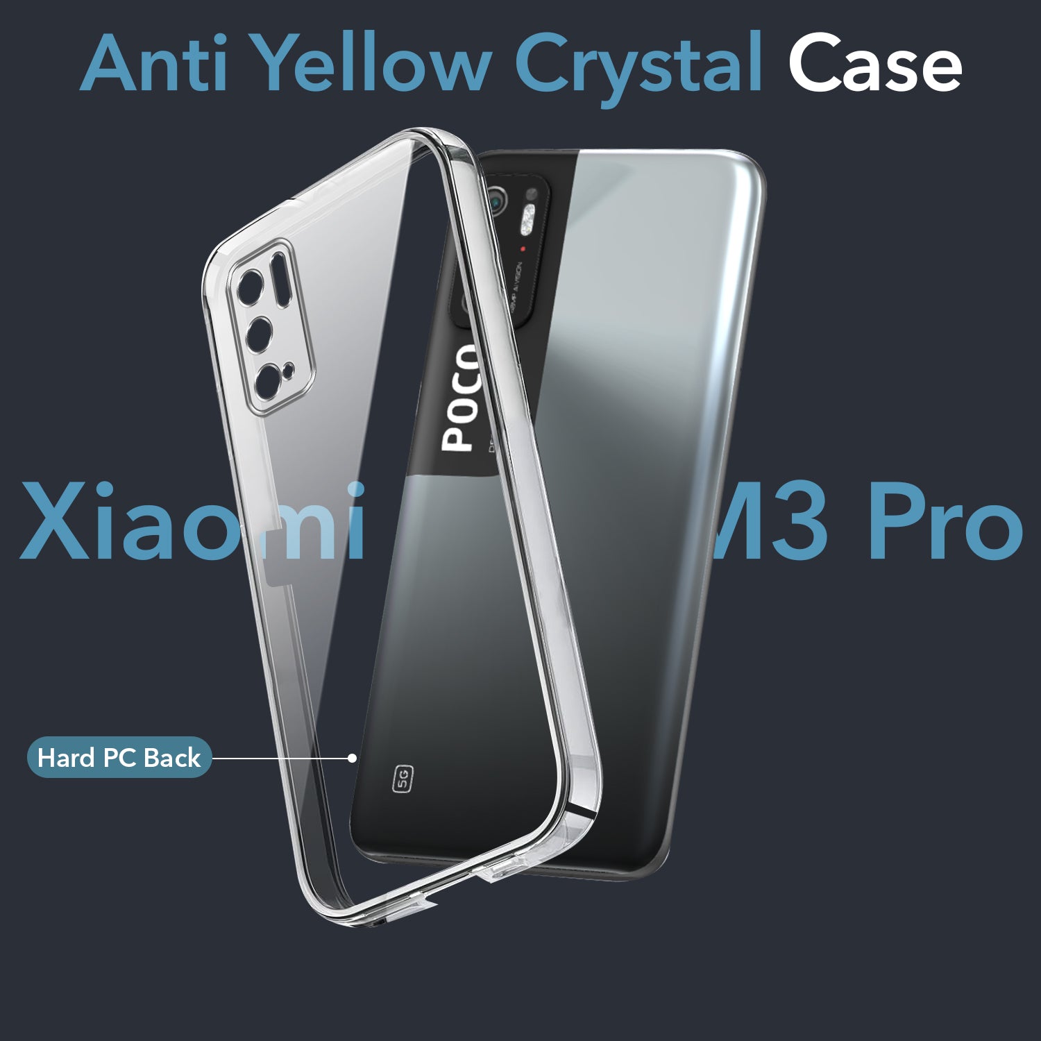 ESTH Cover Ultra Hybrid Per Xiaomi Poco M3 Pro 5G - Custodia Trasparente Antiurto Con Bordo Verde, PC E TPU, Grado Militare