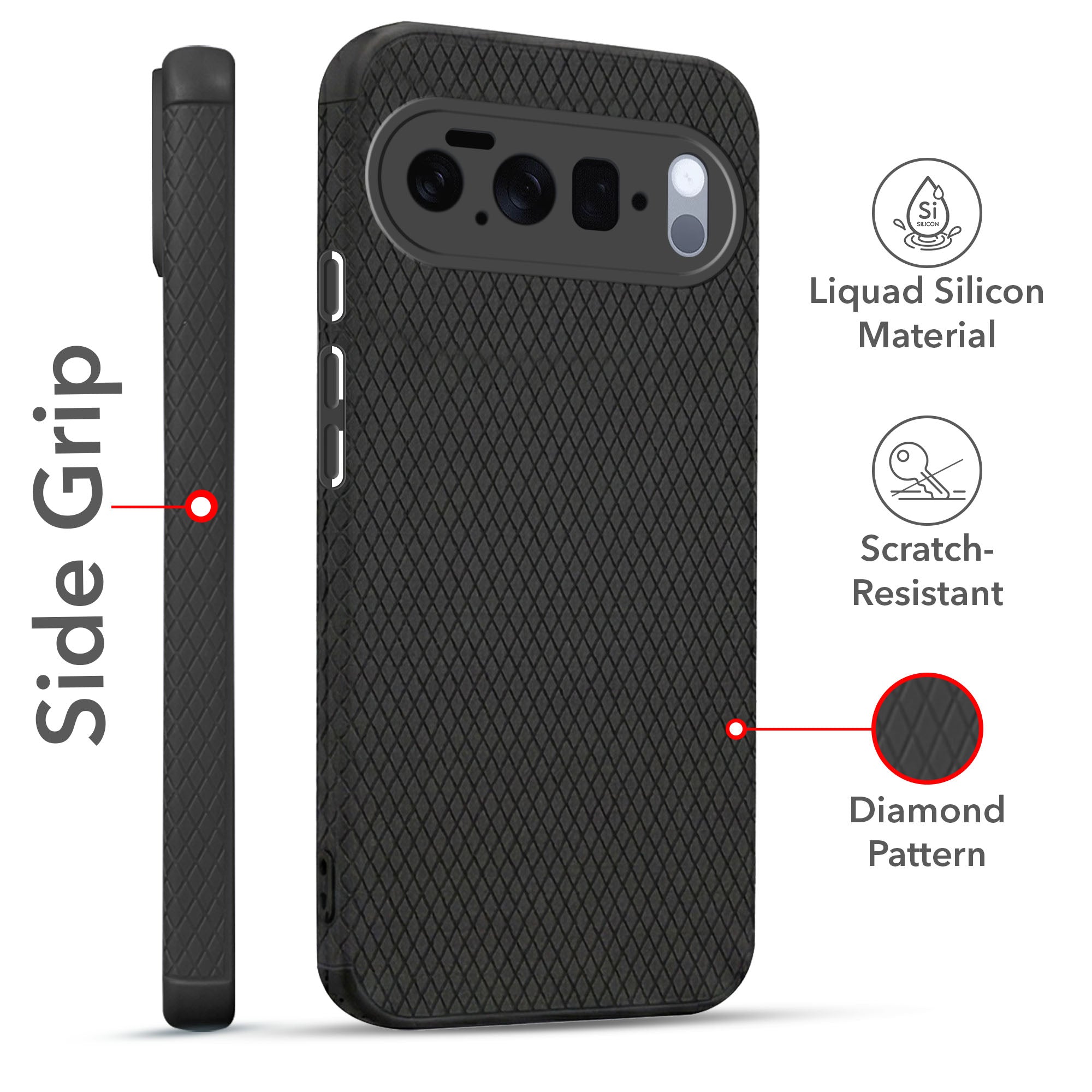For Google Pixel 10 Pro Combo with Back Cover and 9H Tempered Glass (Liquid Silicone | Camera Protection | Oleophobic Coating Screen Glass)