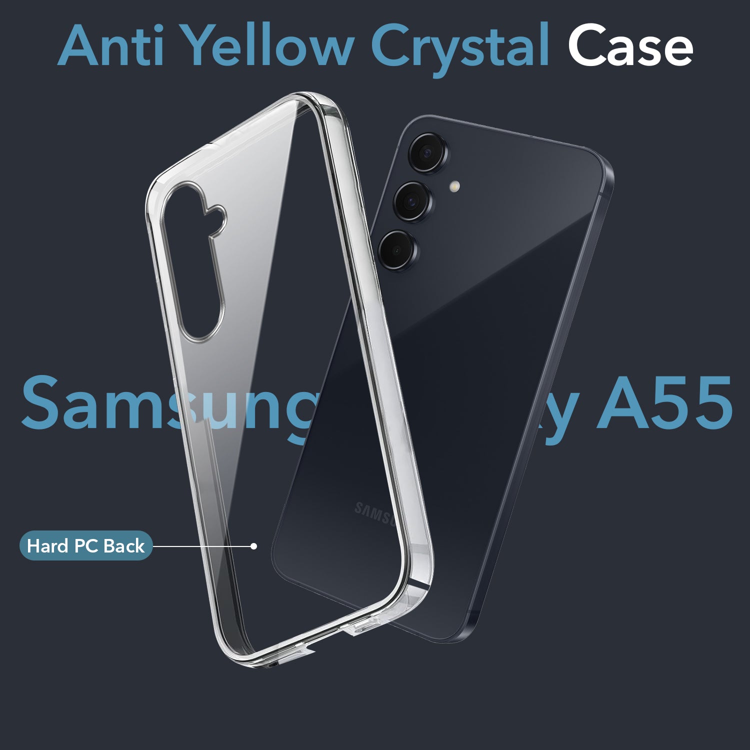 For Samsung Galaxy A55 5G Back Cover  (Hard Anti Yellow Clear Case | Drop & Camera Protection | Shockproof Polycarbonate)
