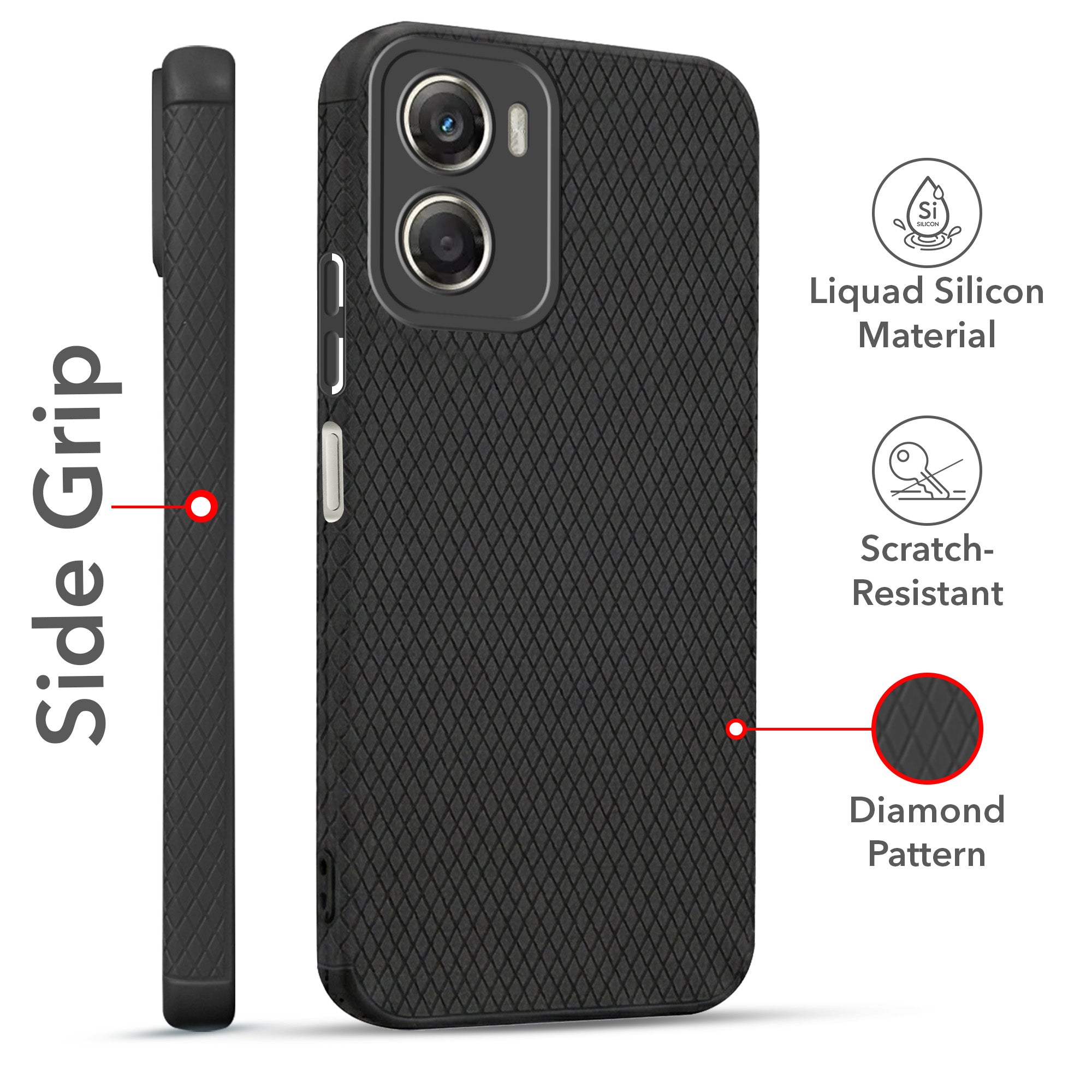 For Motorola Moto G06 Power Combo with Back Cover and 9H Tempered Glass (Liquid Silicone | Camera Protection | Oleophobic Coating Screen Glass)