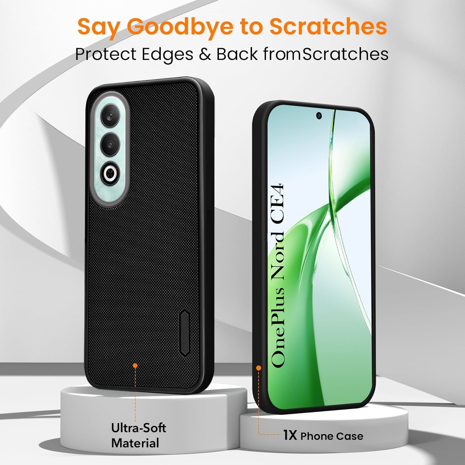 For Oneplus Nord CE 4 Combo with Back Cover and 9H Tempered Glass (Textured Grip Design | Micro-Fiber Cloth Inside | Oleophobic Coating Screen Glass)