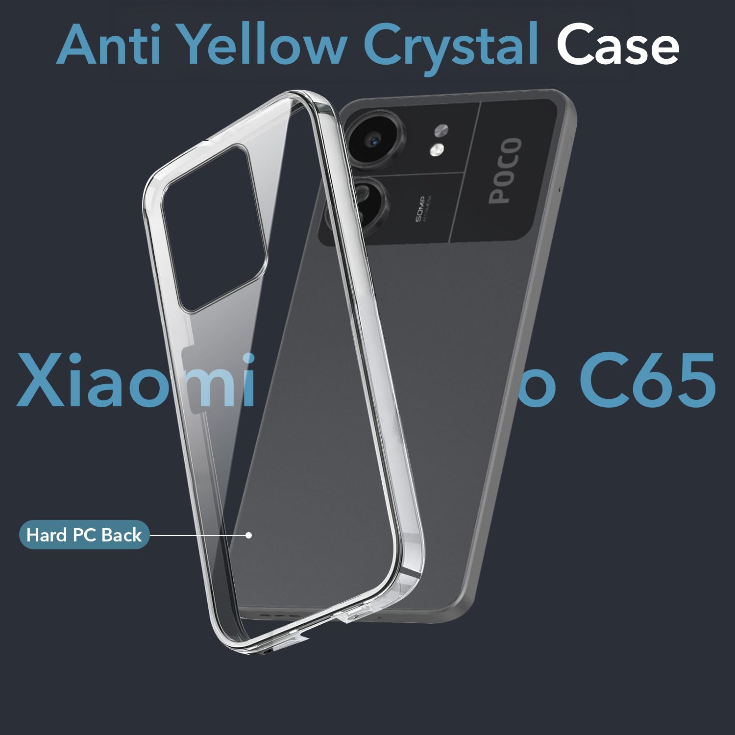 For Poco C65  Back Cover Case (Hard Anti Yellow Clear Case | Drop & Camera Protection | Shockproof Polycarbonate)