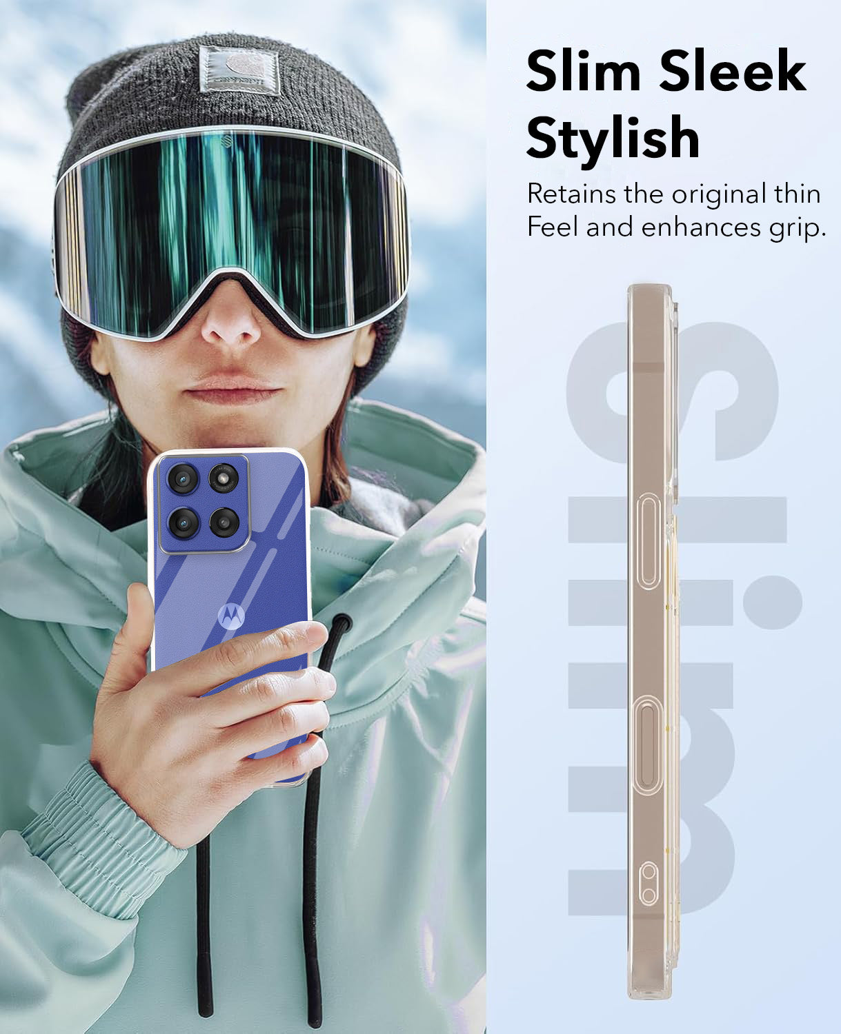 For  Motorola Moto Edge 60 Stylus Combo with Back Cover and 9H Tempered Glass (Lifetime Anti-Yellow | Sleek Hard Crystal | Oleophobic Coating Screen Glass)