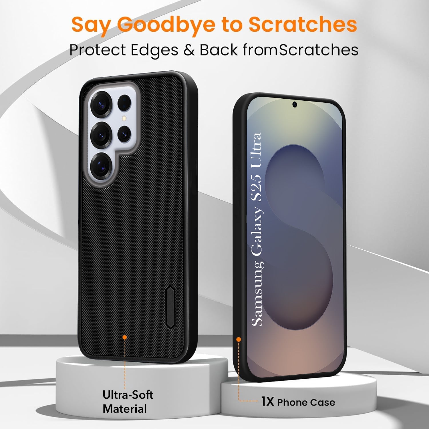 For Samsung Galaxy S25 Ultra Combo (Textured Grip Design | Micro-Fiber Cloth Inside | Oleophobic Coating Screen Glass)