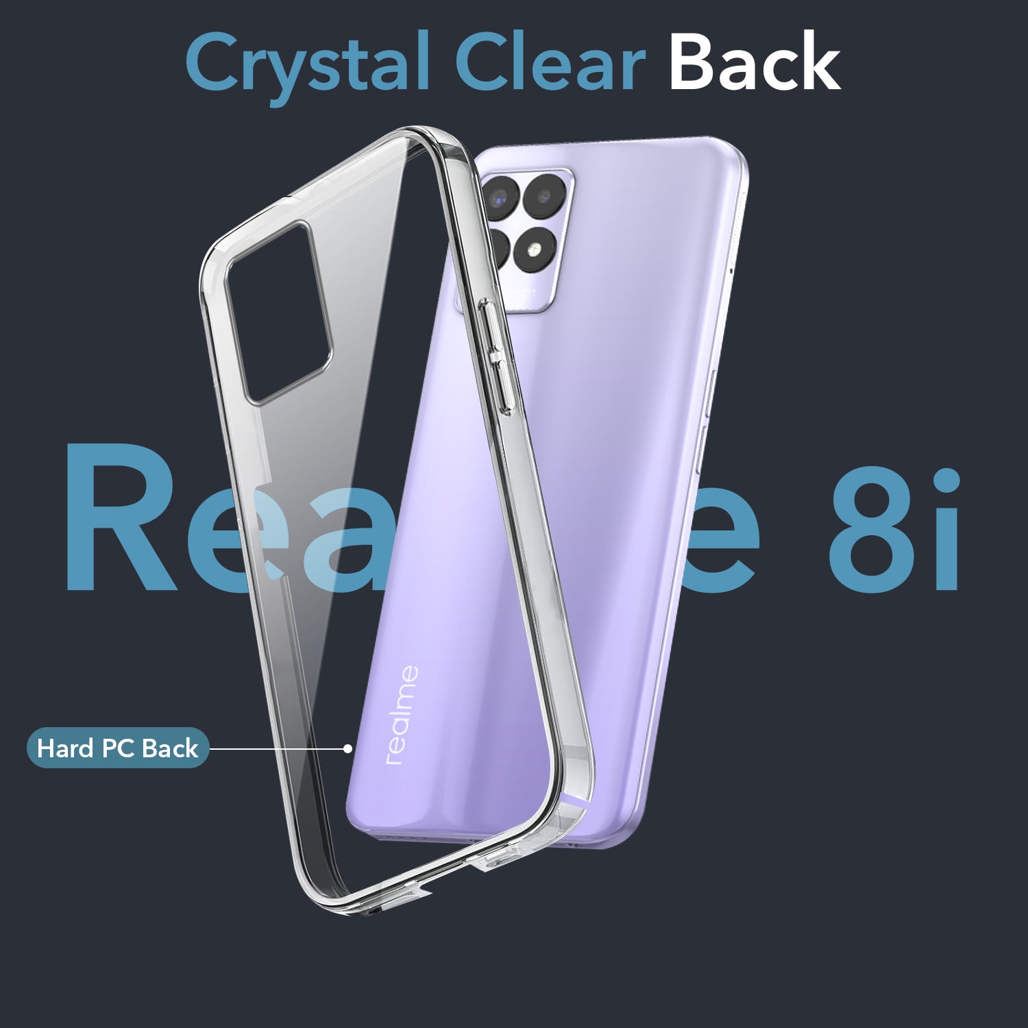 For Realme 8i Back Cover Case Lifetime Anti-Yellow Clear (Sleek Hard Crystal | Shockproof and Camera Protection)