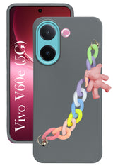 For Vivo V60e Back Cover Case (Matte Finish |Wrist Hanging Chain | Teddy Bracelet Charms | Full Camera Protection)
