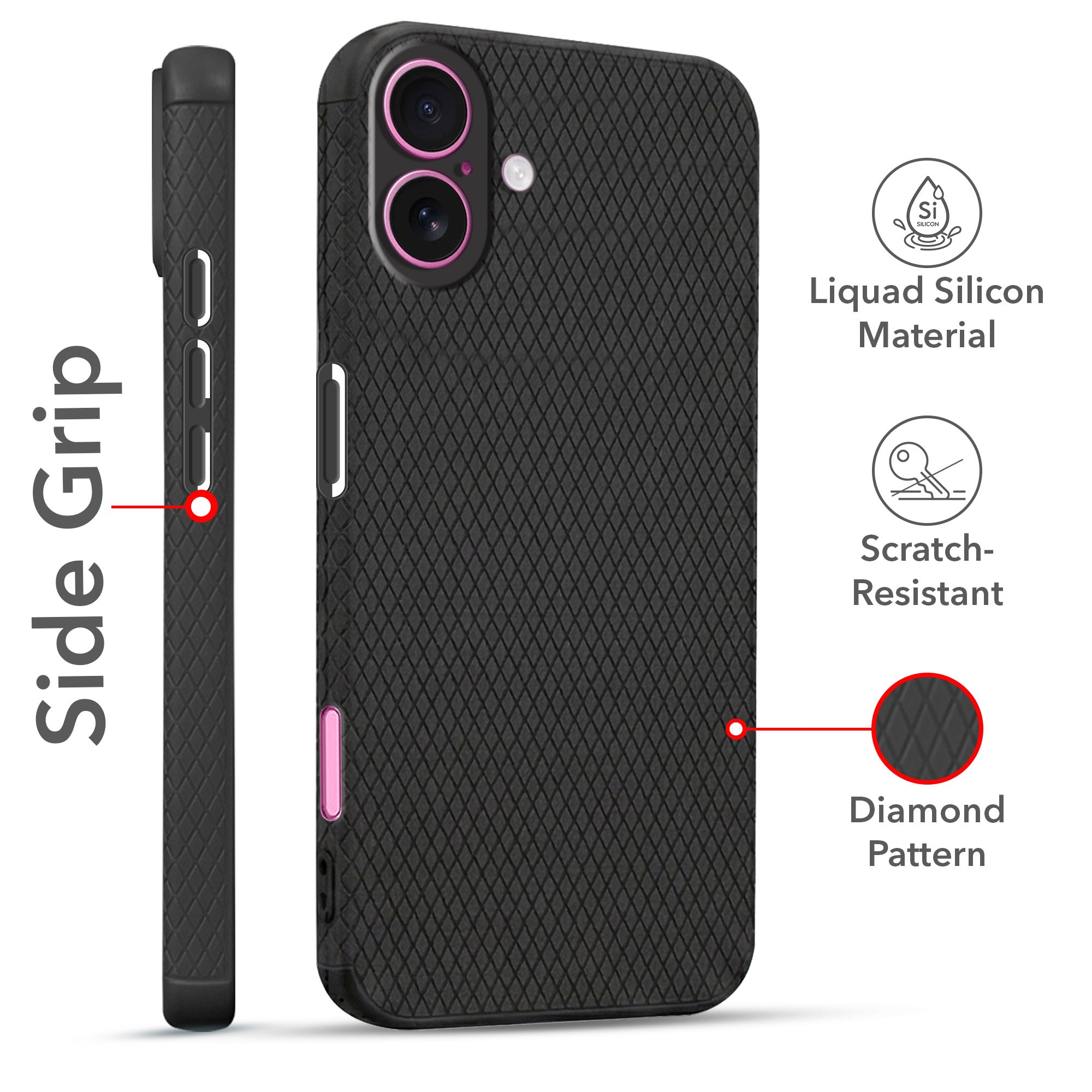 For Apple iPhone 16 Plus Combo with Back Cover and 9H Tempered Glass (Liquid Silicone | Camera Protection | Oleophobic Coating Screen Glass)