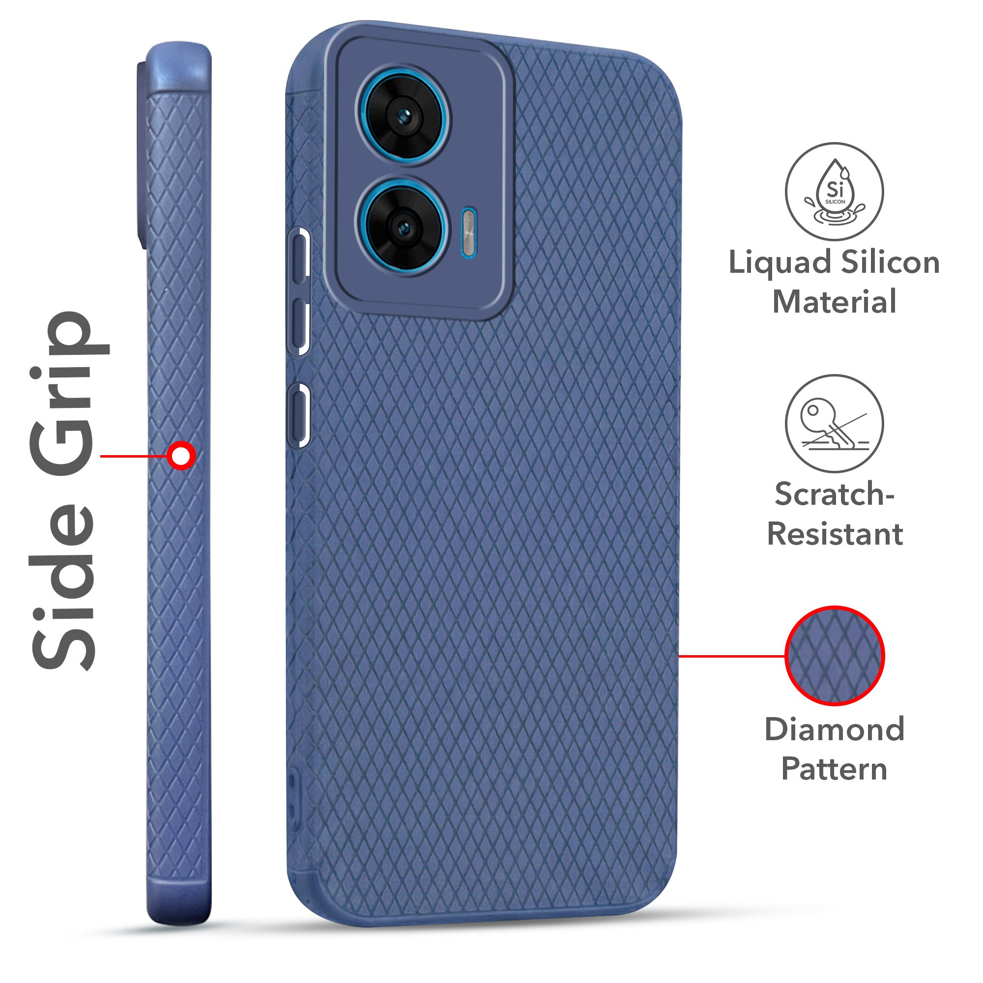 For Motorola Moto G96 Combo with Back Cover and 9H Tempered Glass (Liquid Silicone | Camera Protection | Oleophobic Coating Screen Glass)