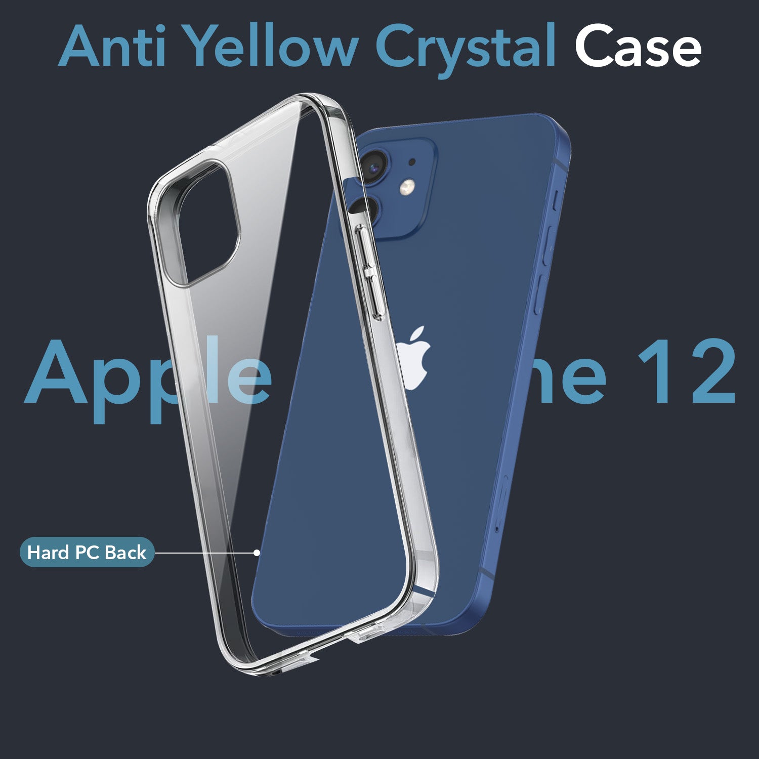 For Apple iPhone 12 Back Cover Case (Hard Anti Yellow Clear Case | Drop & Camera Protection | Shockproof Polycarbonate)