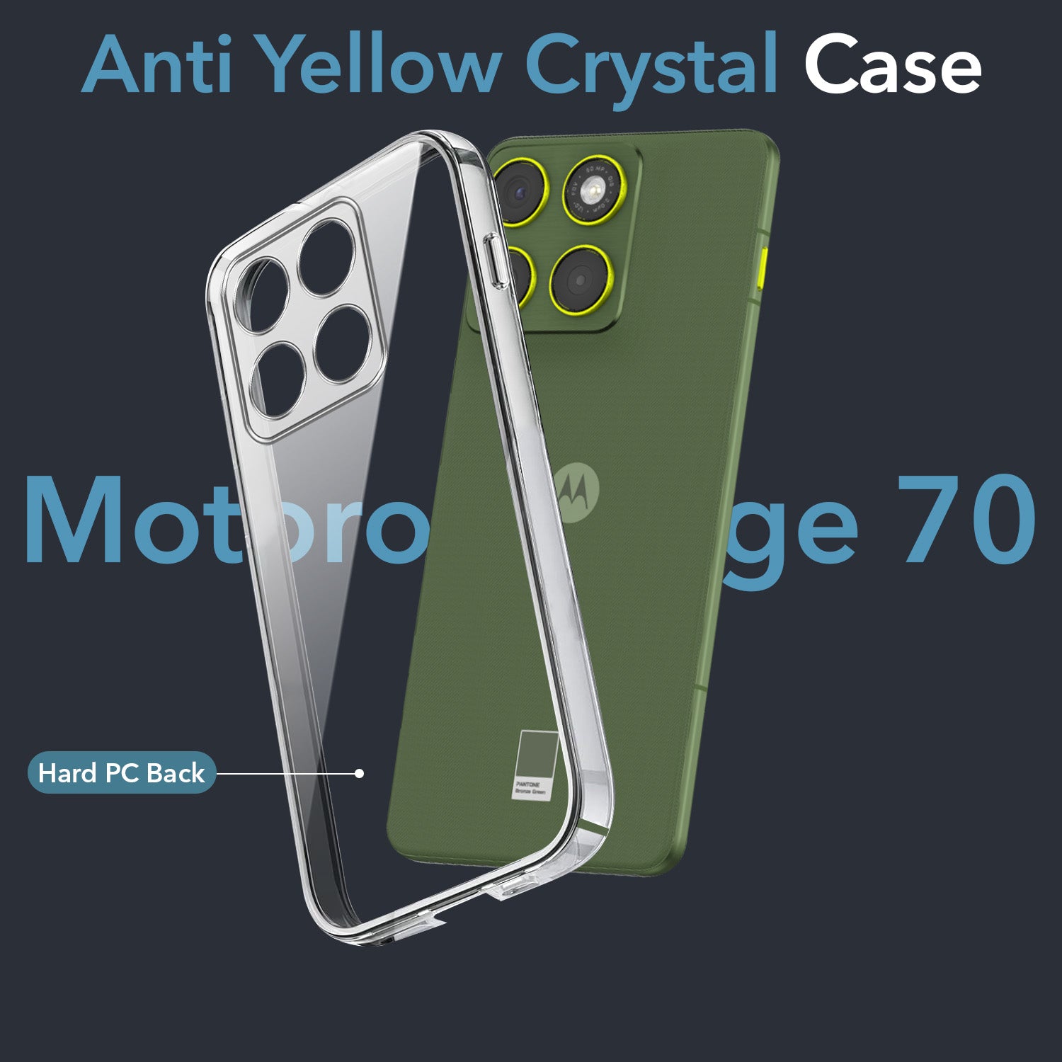 For Motorola Moto Edge 70 Back Cover Case Lifetime Anti-Yellow Clear (Sleek Hard Crystal | Shockproof and Camera Protection)