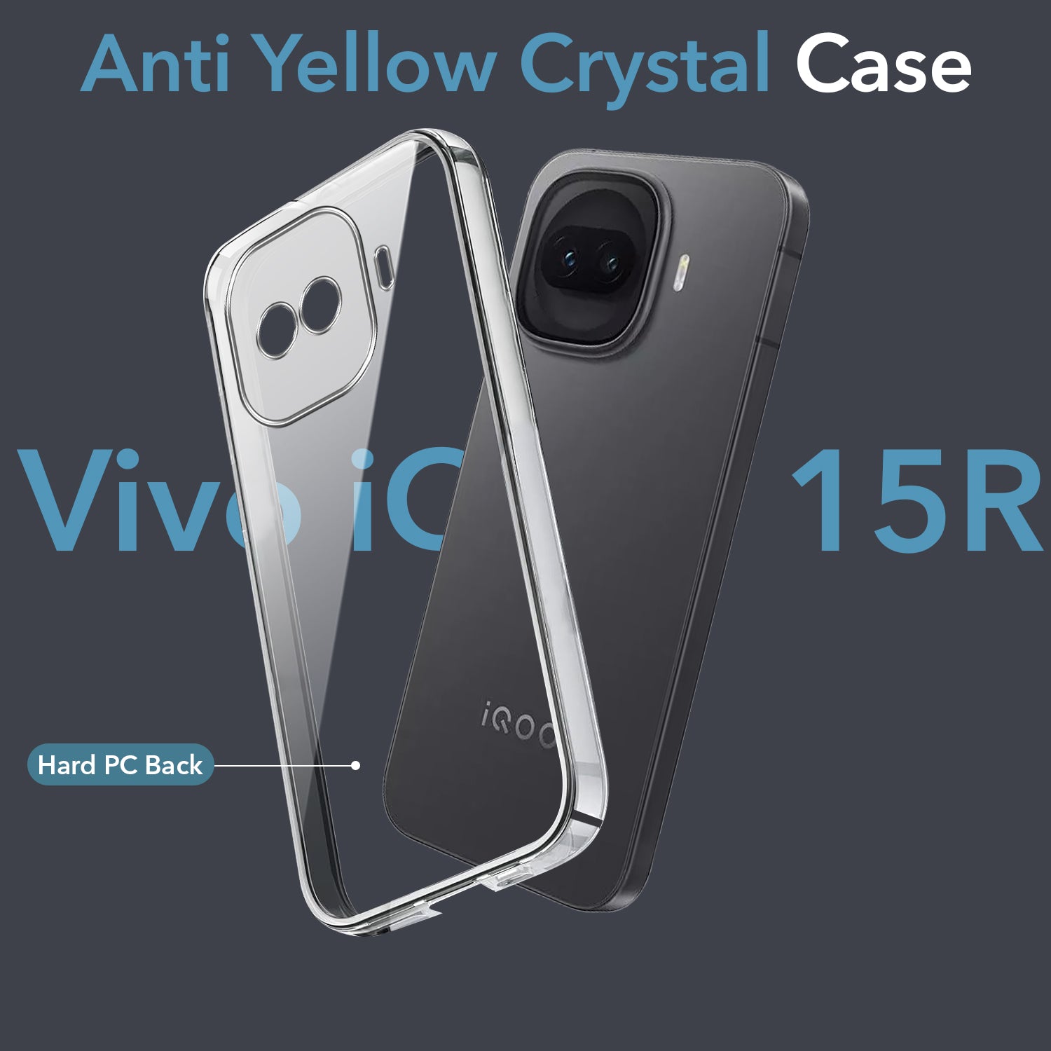 For Vivo iQOO 15R 5G Back Cover Case Lifetime Anti-Yellow Clear (Sleek Hard Crystal | Shockproof and Camera Protection)
