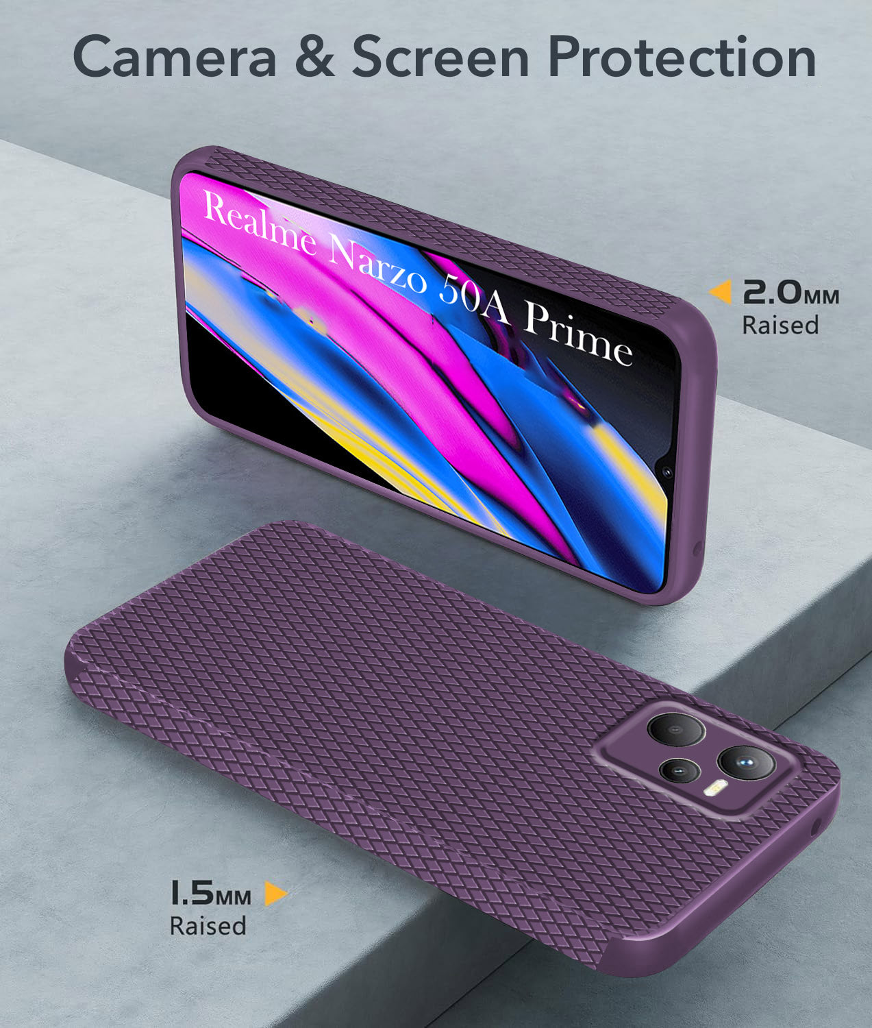 For Realme Narzo 50A Prime Back Cover Case (Liquid Silicone | Side Grip | Camera Protection)