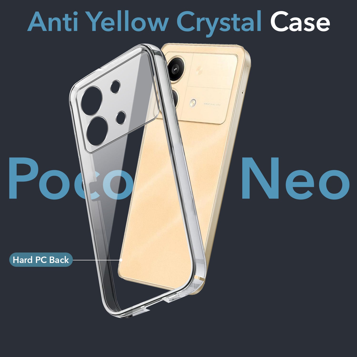 For Poco X6 Neo 5G Back Cover Case Lifetime Anti-Yellow Clear (Sleek Hard Crystal | Shockproof and Camera Protection)