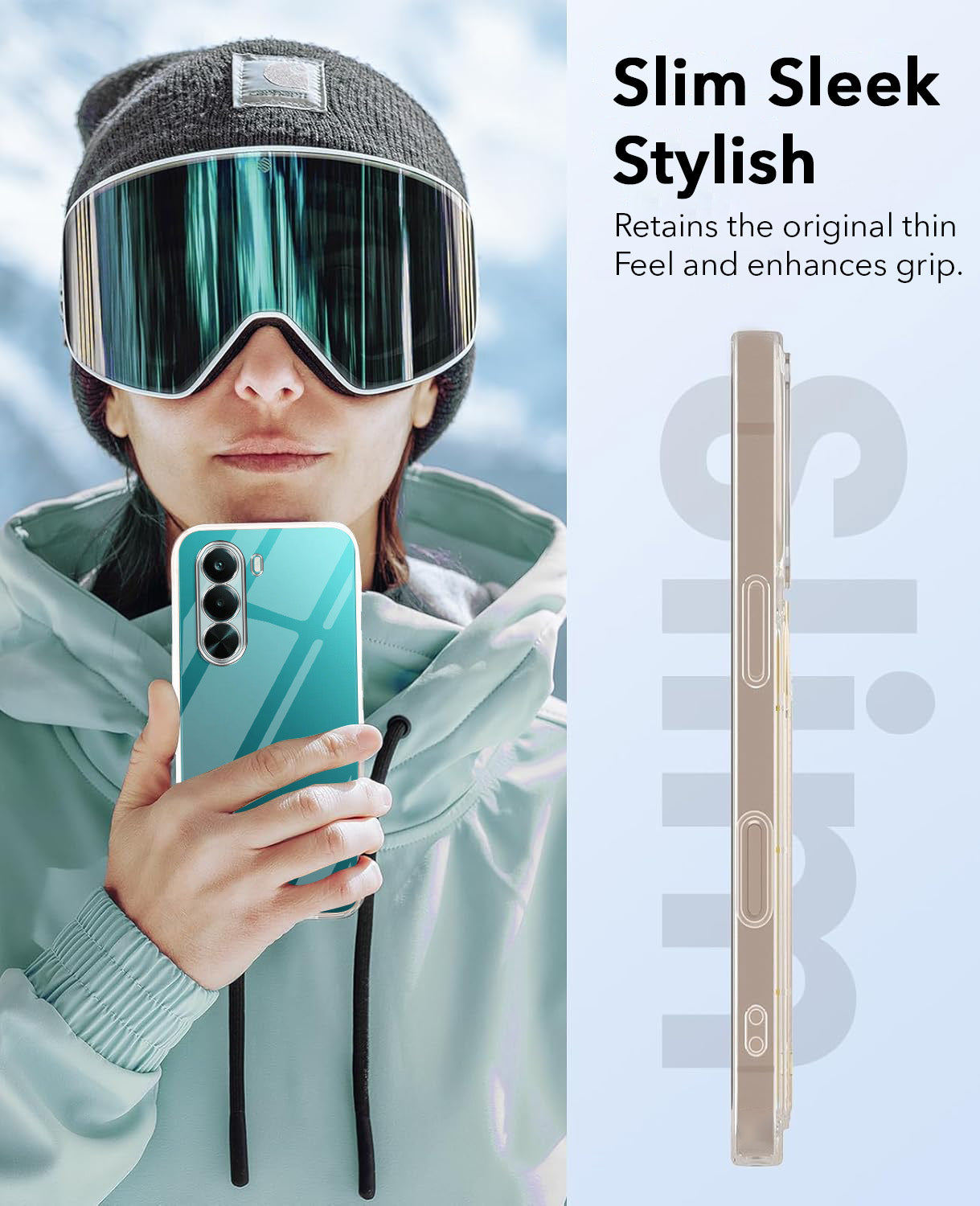 For Realme P4x Combo with Back Cover and 9H Tempered Glass (Lifetime Anti-Yellow | Sleek Hard Crystal | Oleophobic Coating Screen Glass)