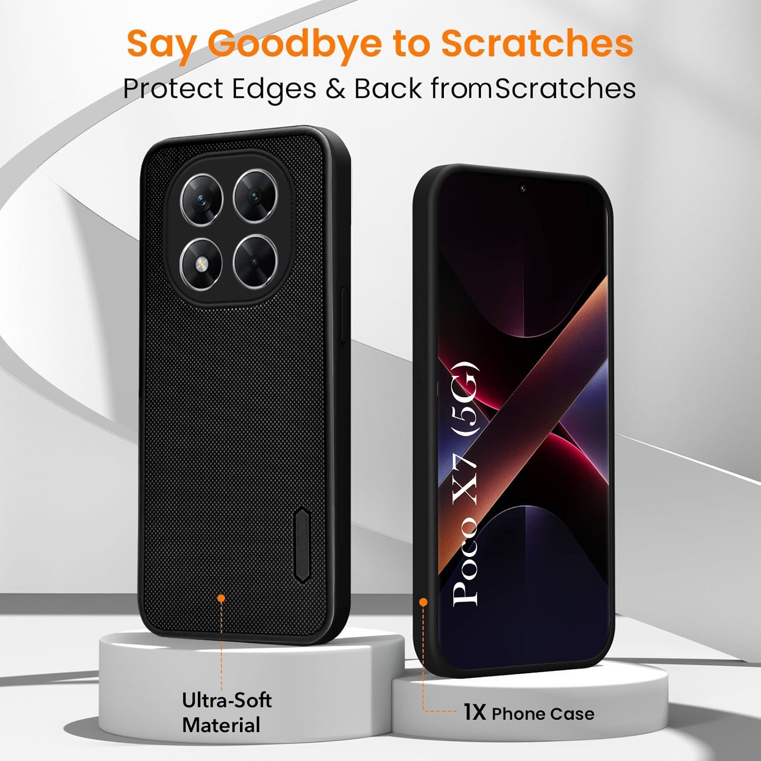 For Xiaomi Poco X7 Combo with Back Cover and 9H Tempered Glass (Textured Grip Design | Micro-Fiber Cloth Inside | Oleophobic Coating Screen Glass)